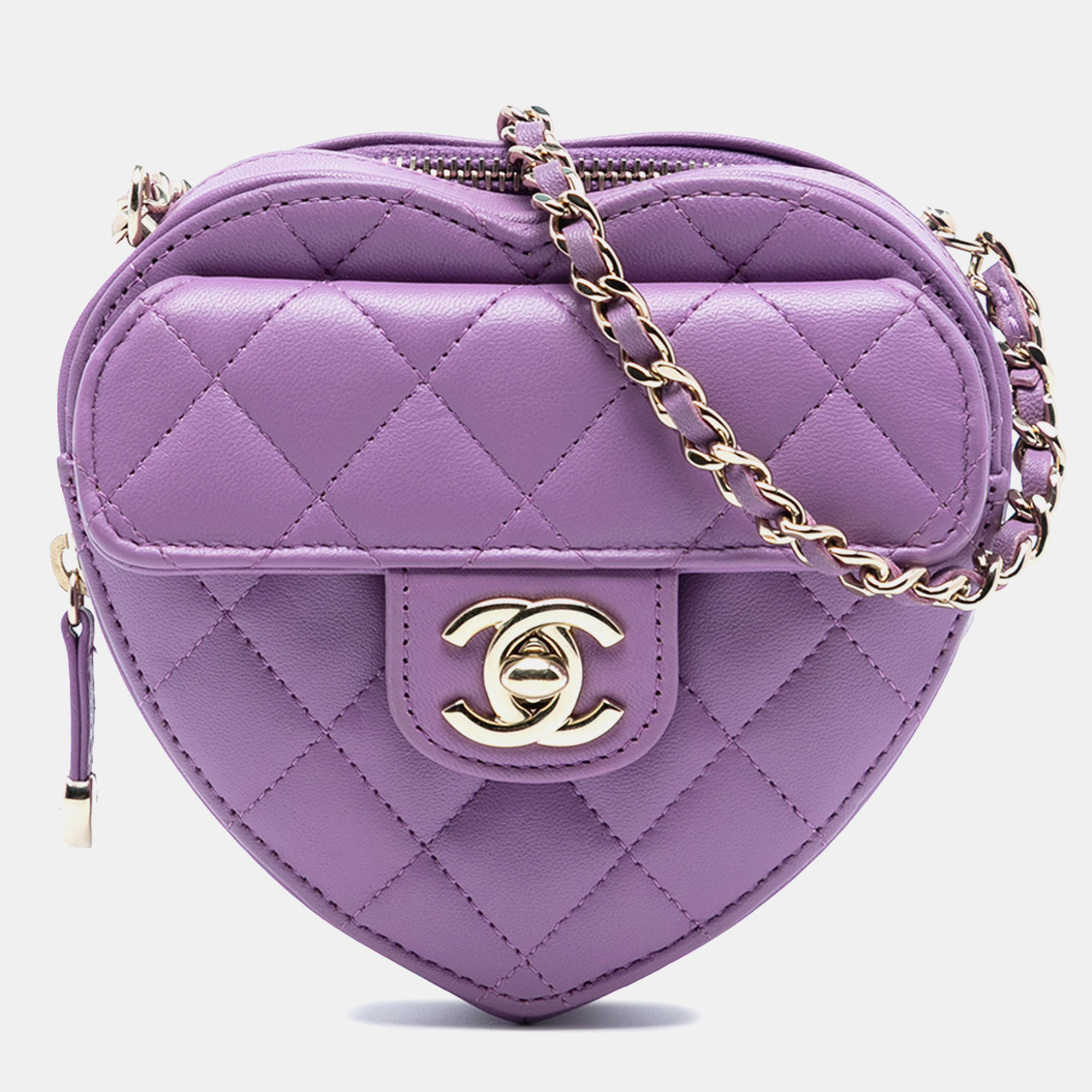 

Chanel Purple Mini Lambskin CC in Love Heart Crossbody