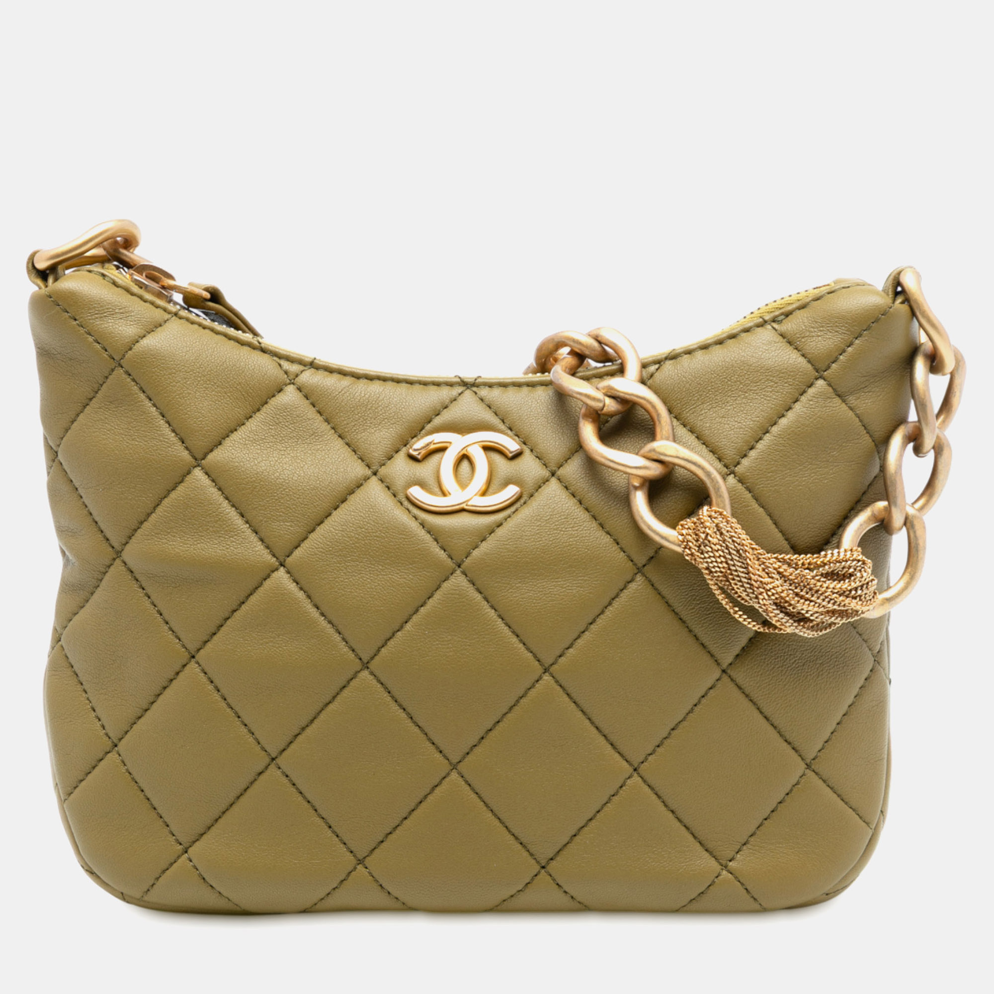 

Chanel Green Paris Dakar Quilted Lambskin Mixed Chain Hobo