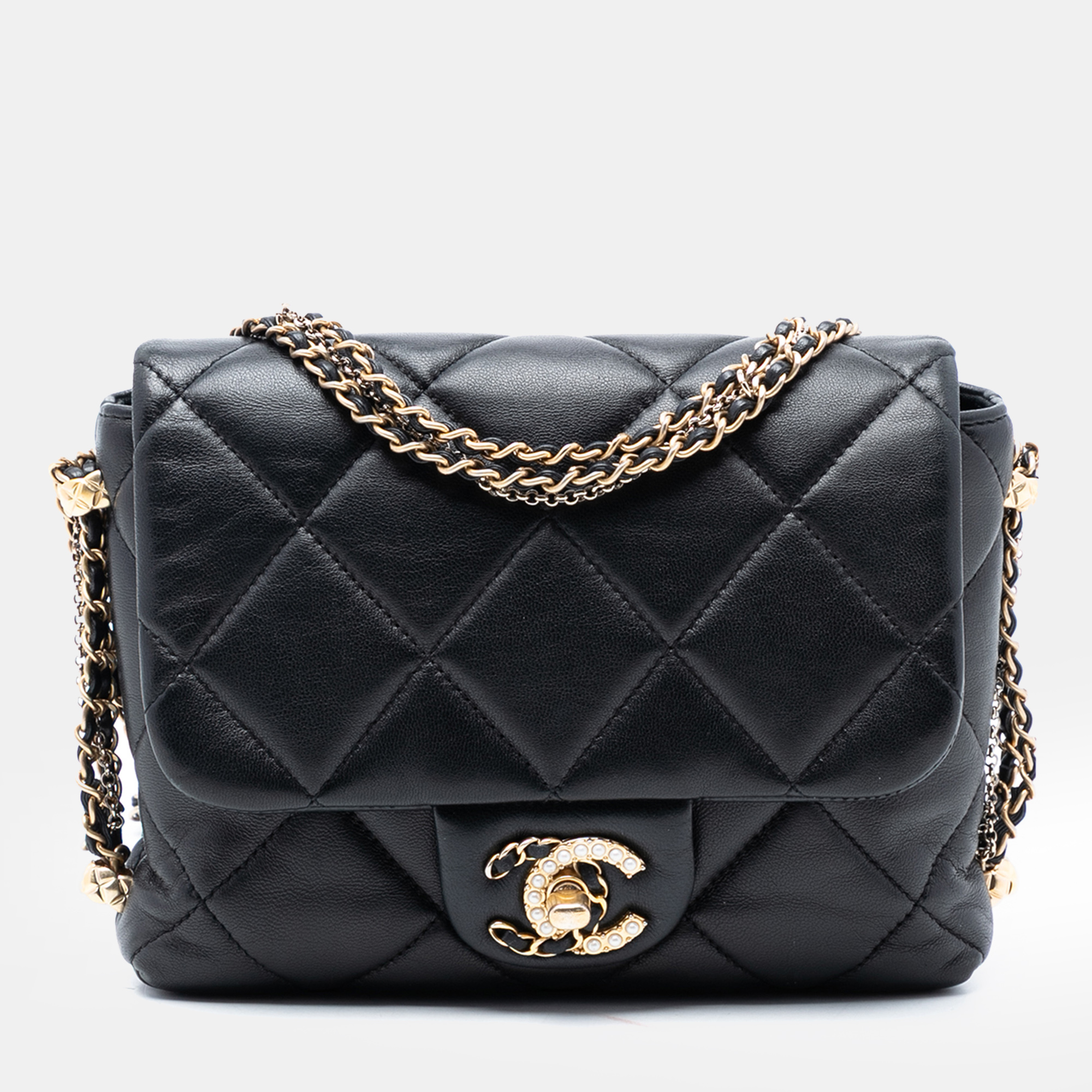 

Chanel Black Mini Quilted Lambskin Crush on Chains Flap