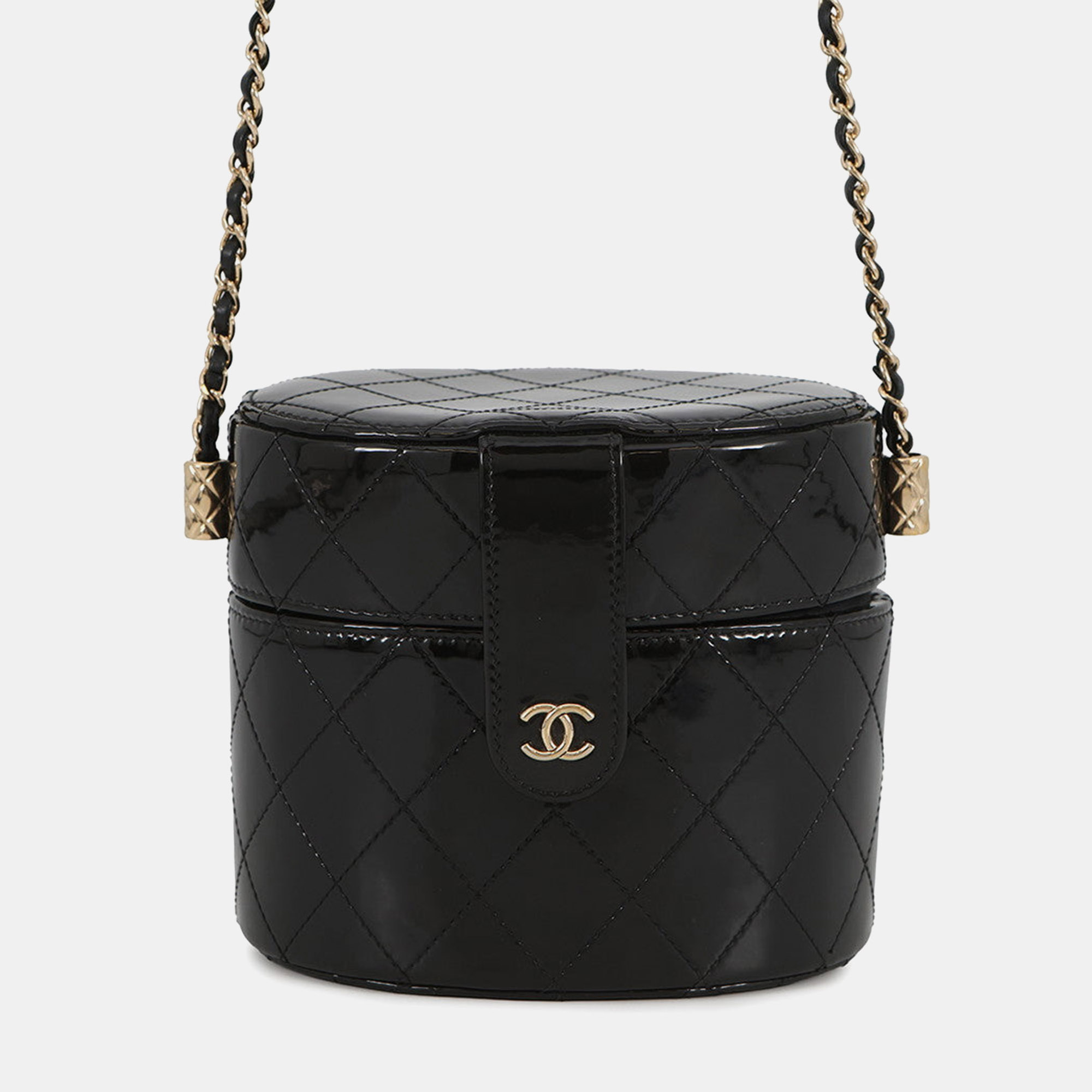 

Chanel Vanity Chain shoulder Bag Black Patent Leather