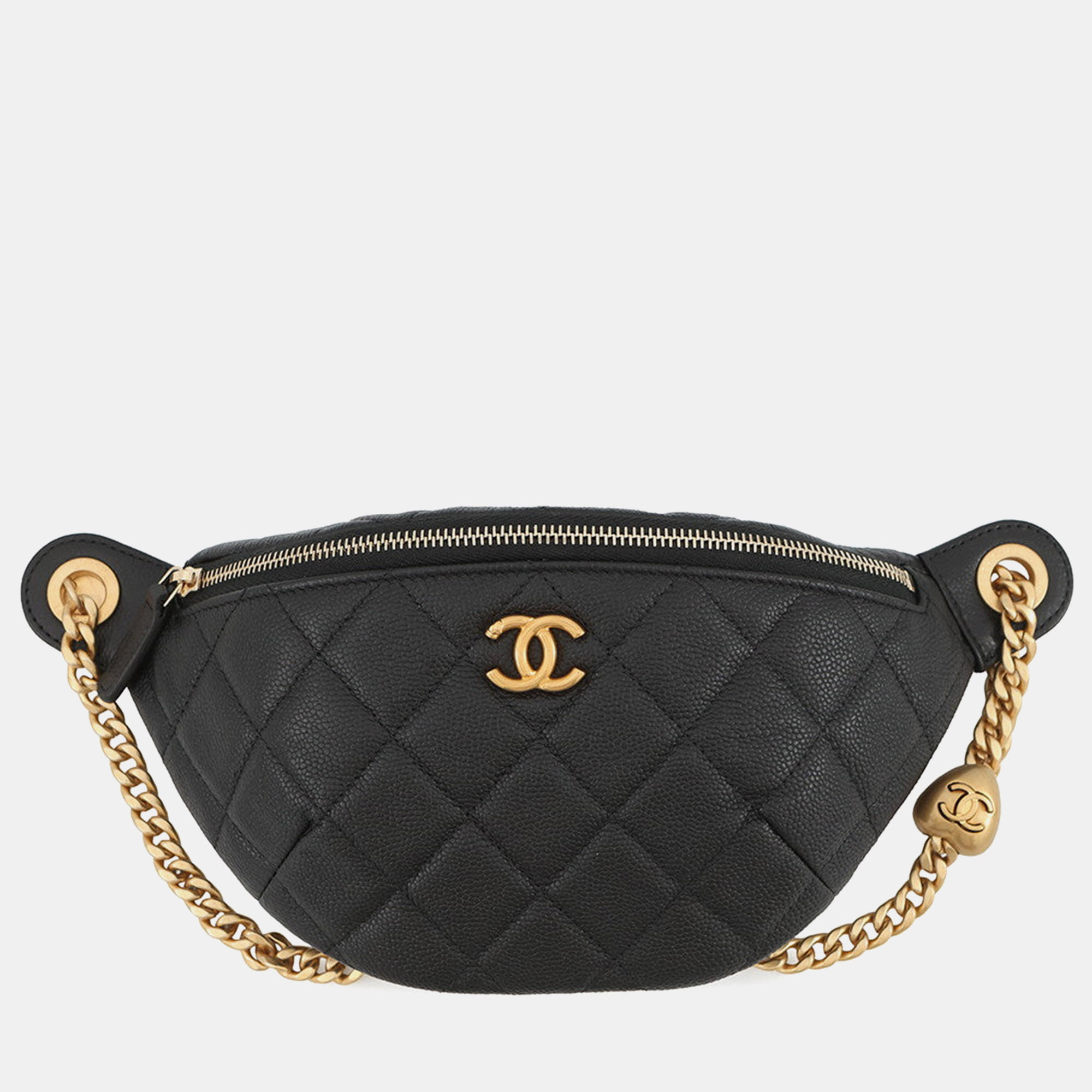 

Chanel Matelasse Cc Logo Heart Chain Crossbody Bag Black Caviar Leather