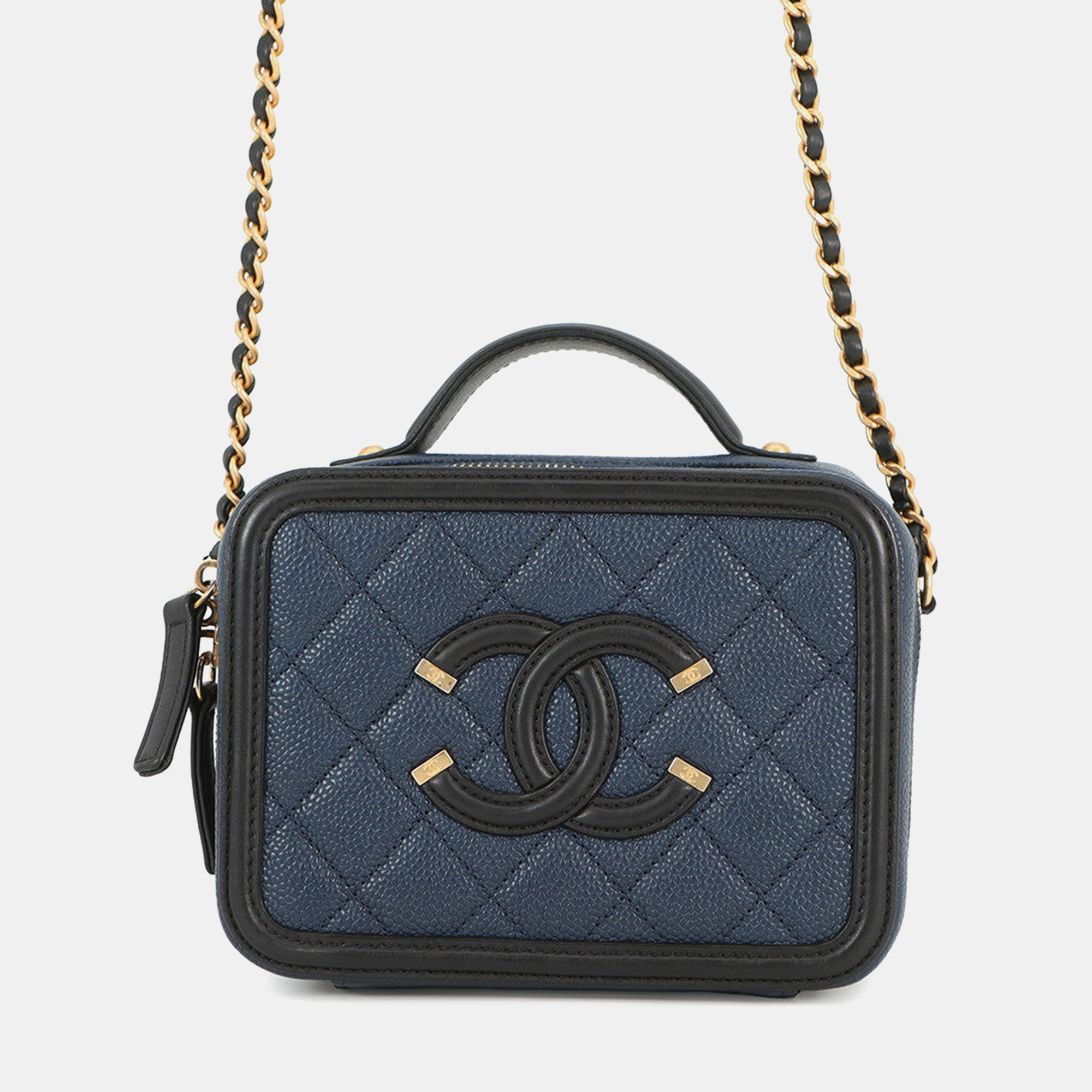 

Chanel Cc Figley Shoulder Navy/Black Caviar Leather