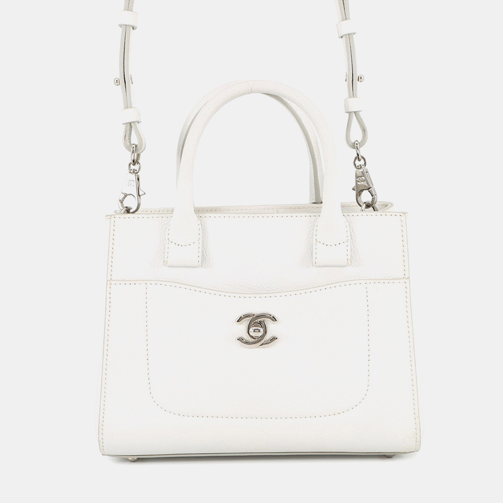 

Chanel Neo Executive 2Way Handbag White Leather Size Small
