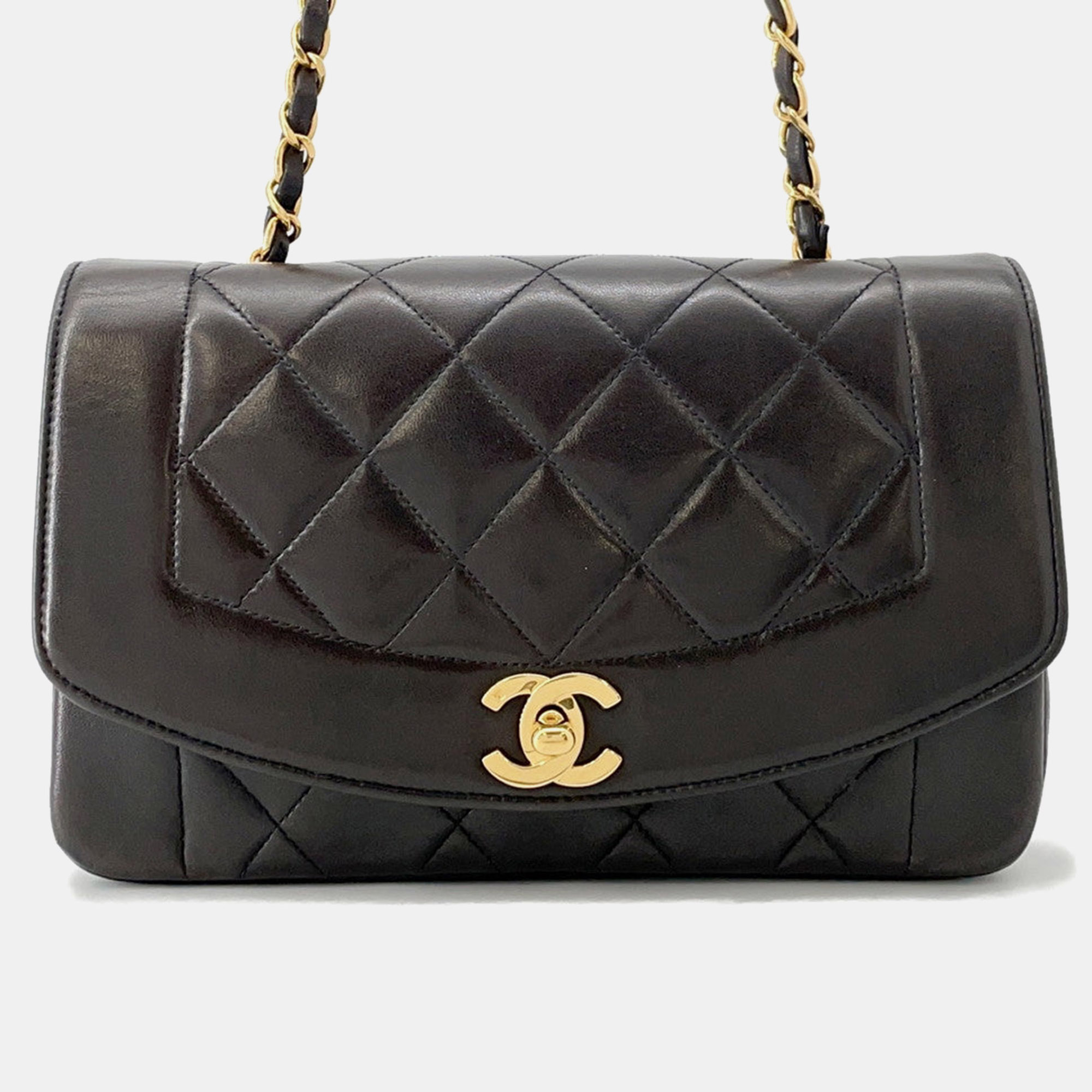 

Chanel Diana Chain shoulder Bag Black Lambskin Size