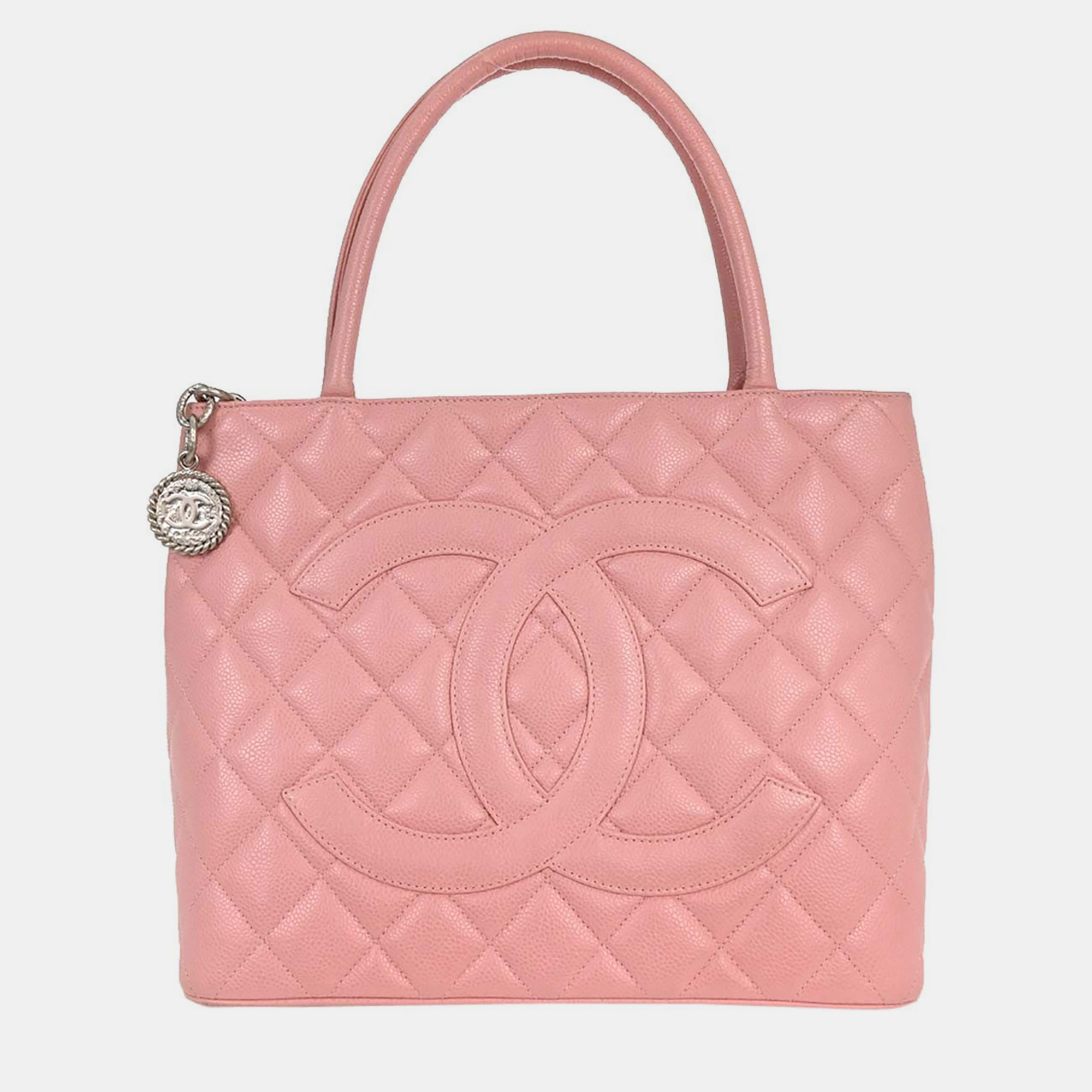 

Chanel Pink Calfskin Medallion Tote Handbag