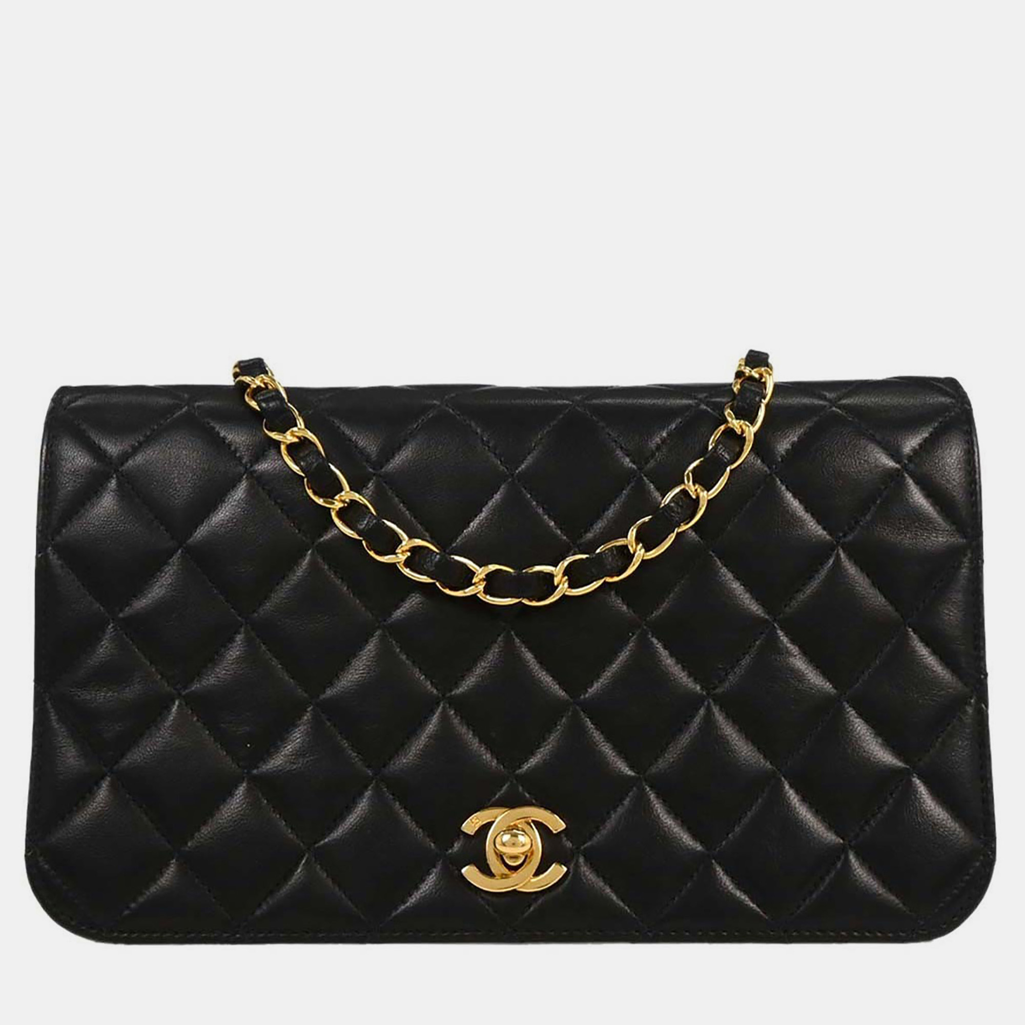 

Chanel Black Lambskin Turnlock Small Full Flap Shoulder Bag