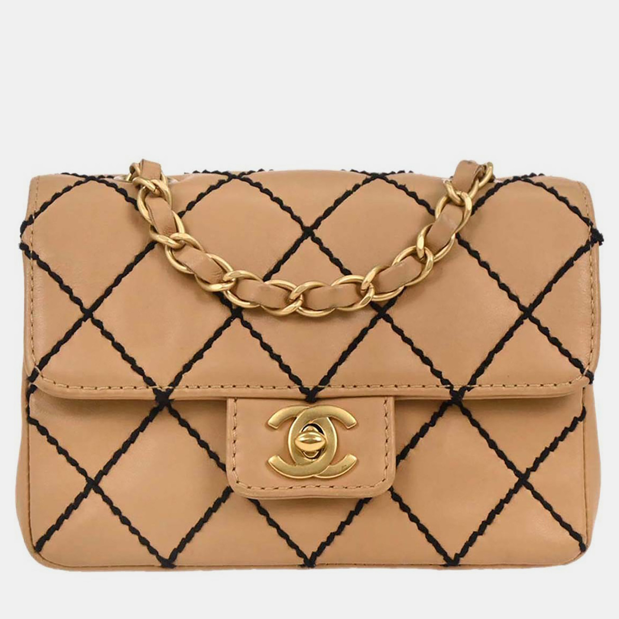

Chanel Beige Calfskin Wild Stitch Shoulder Bag