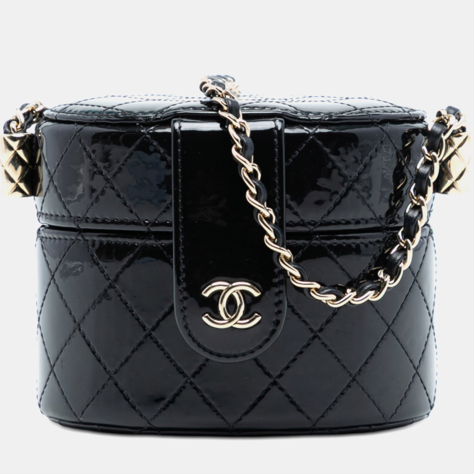 

Chanel Black CC Quilted Patent Vanity Case with Chain