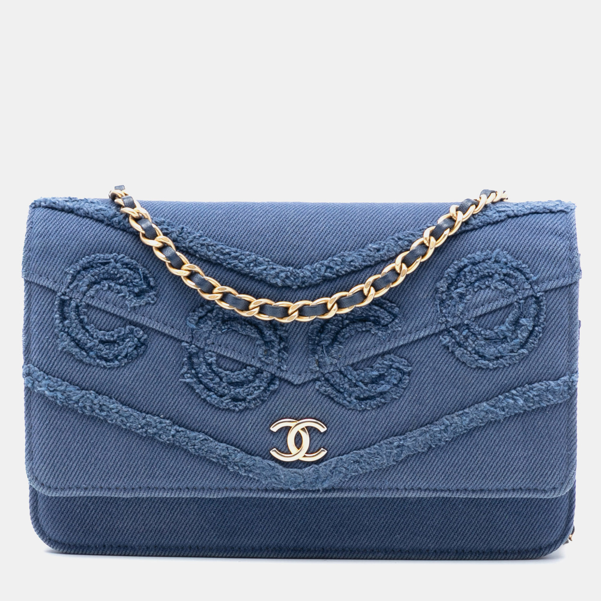 

Chanel Blue Denim Fringe Coco Wallet On Chain