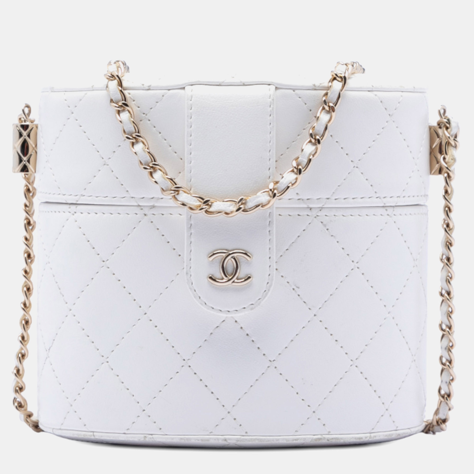 

Chanel White Small Quilted Lambskin CC Allure Vanity Case