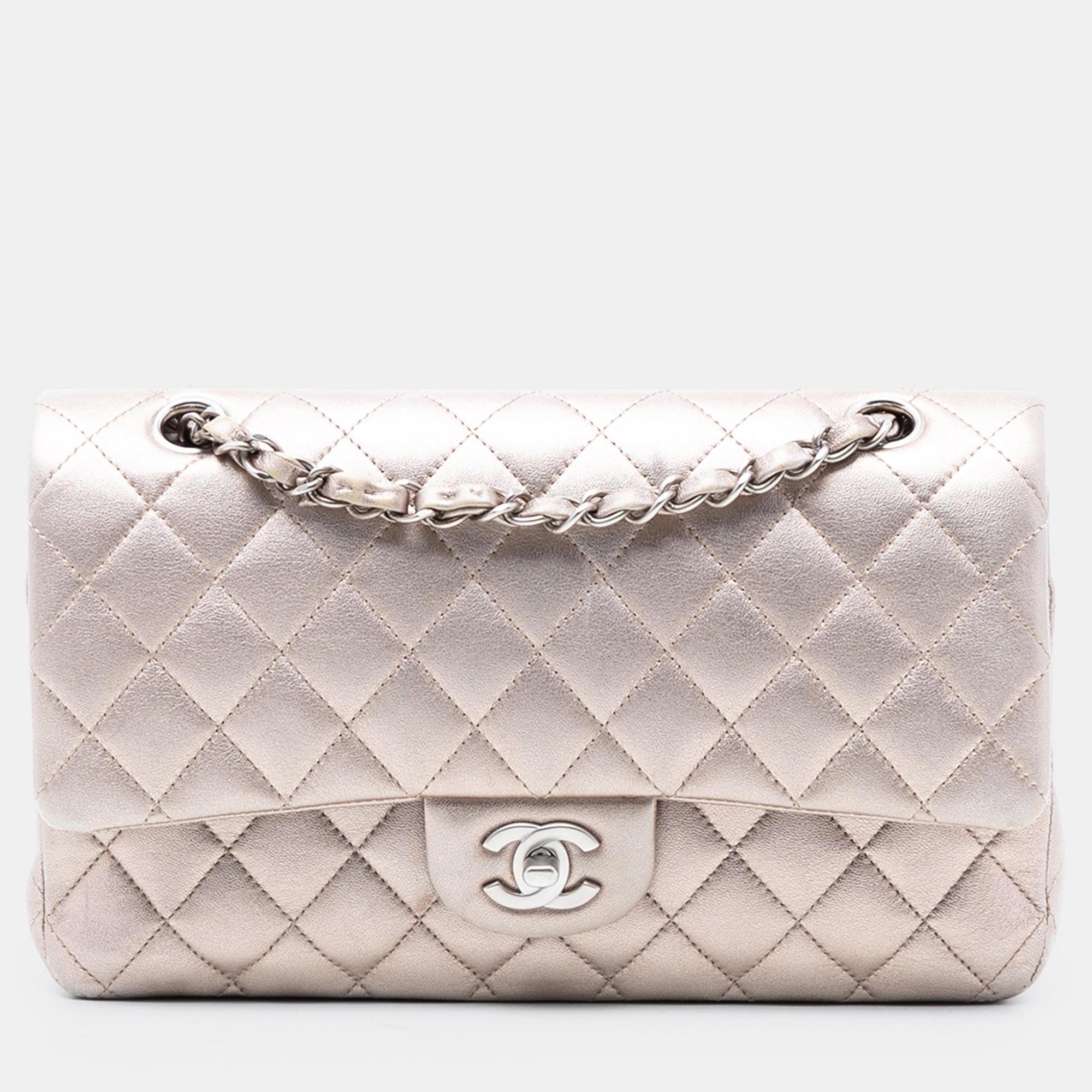 

Chanel Gold Medium Classic Metallic Lambskin Double Flap