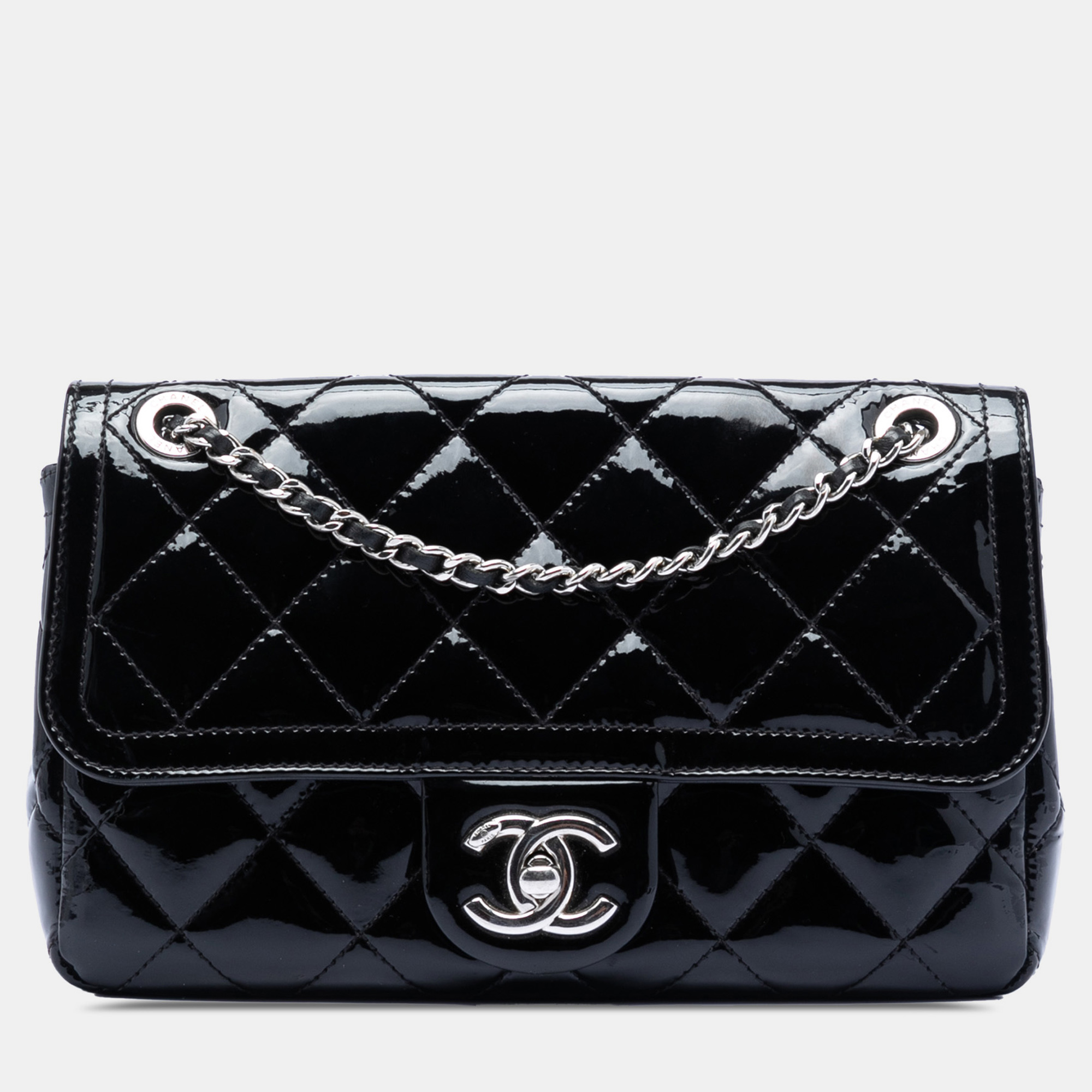 

Chanel Black Small Quilted Patent Coco Shine Flap