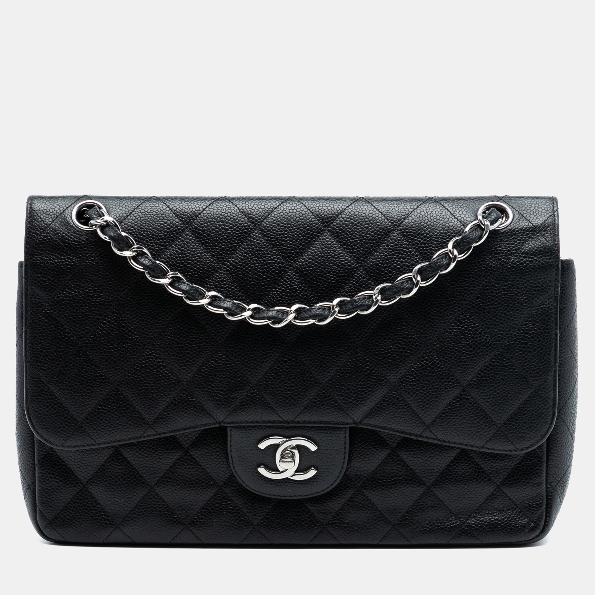 

Chanel Black Jumbo Classic Caviar Double Flap