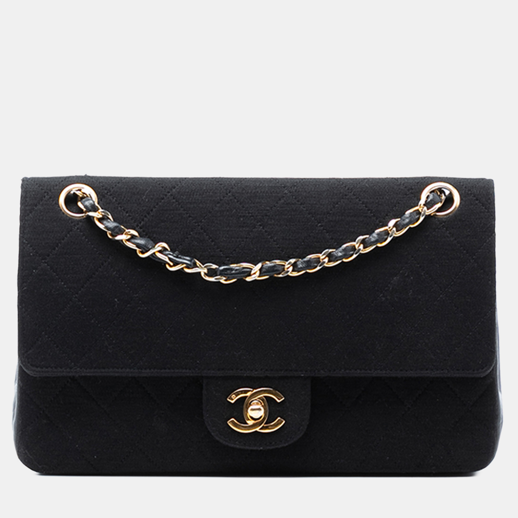 

Chanel Black Medium Classic Jersey Double Flap