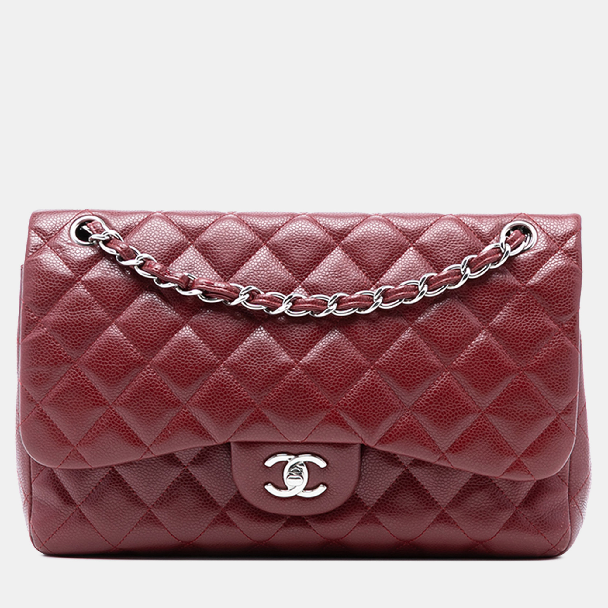 

Chanel Red Jumbo Classic Caviar Double Flap