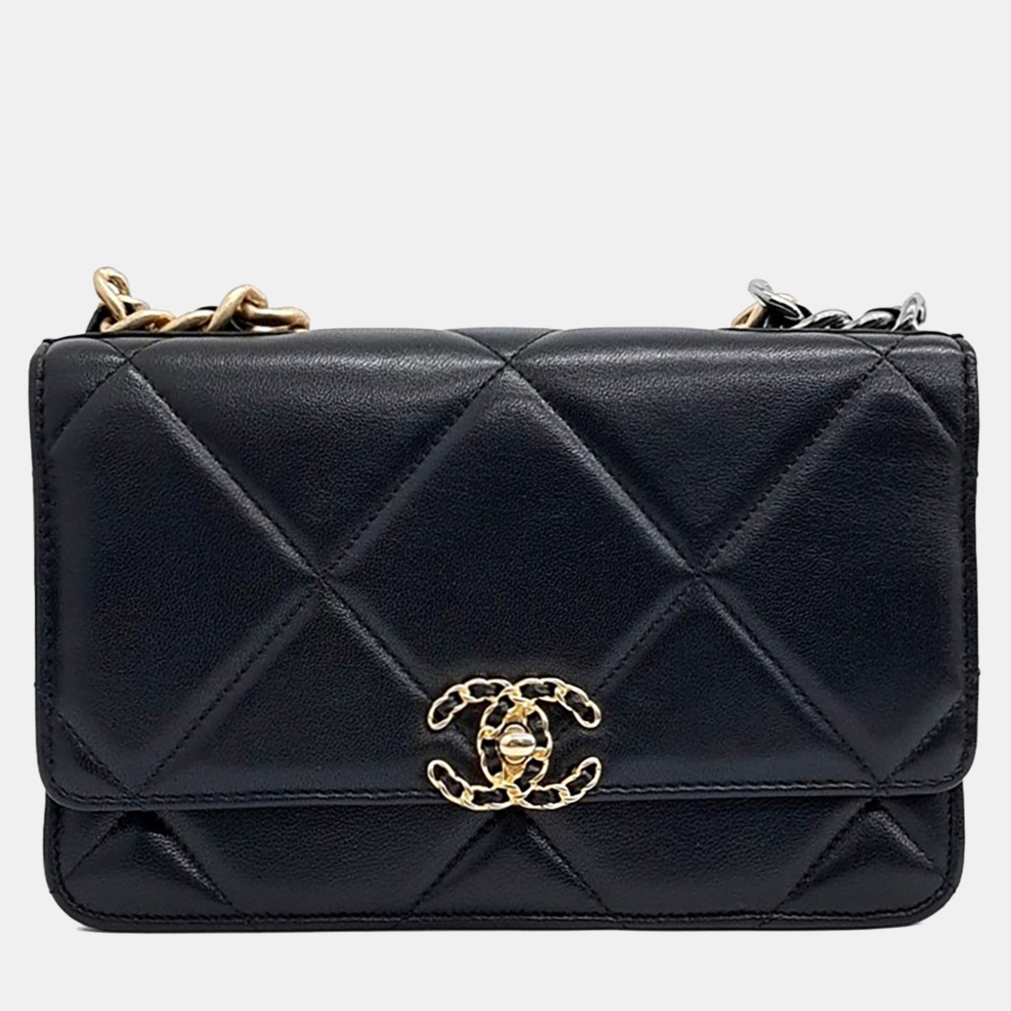 

Chanel Black Leather Lambskin WOC 19 Mini Crossbody Bag