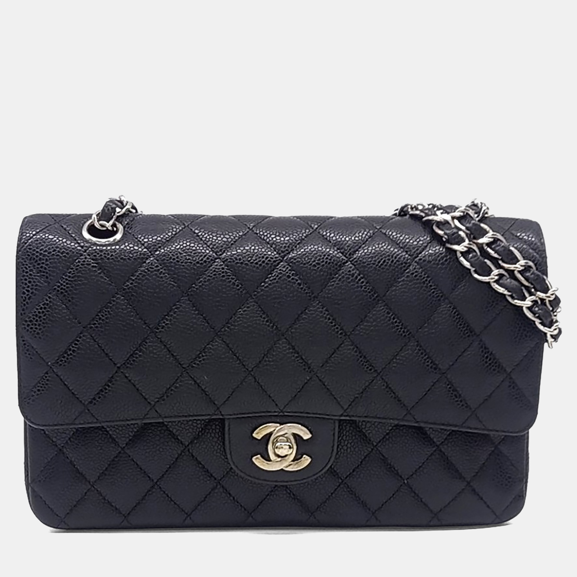 

Chanel Black Leather Caviar Classic Medium