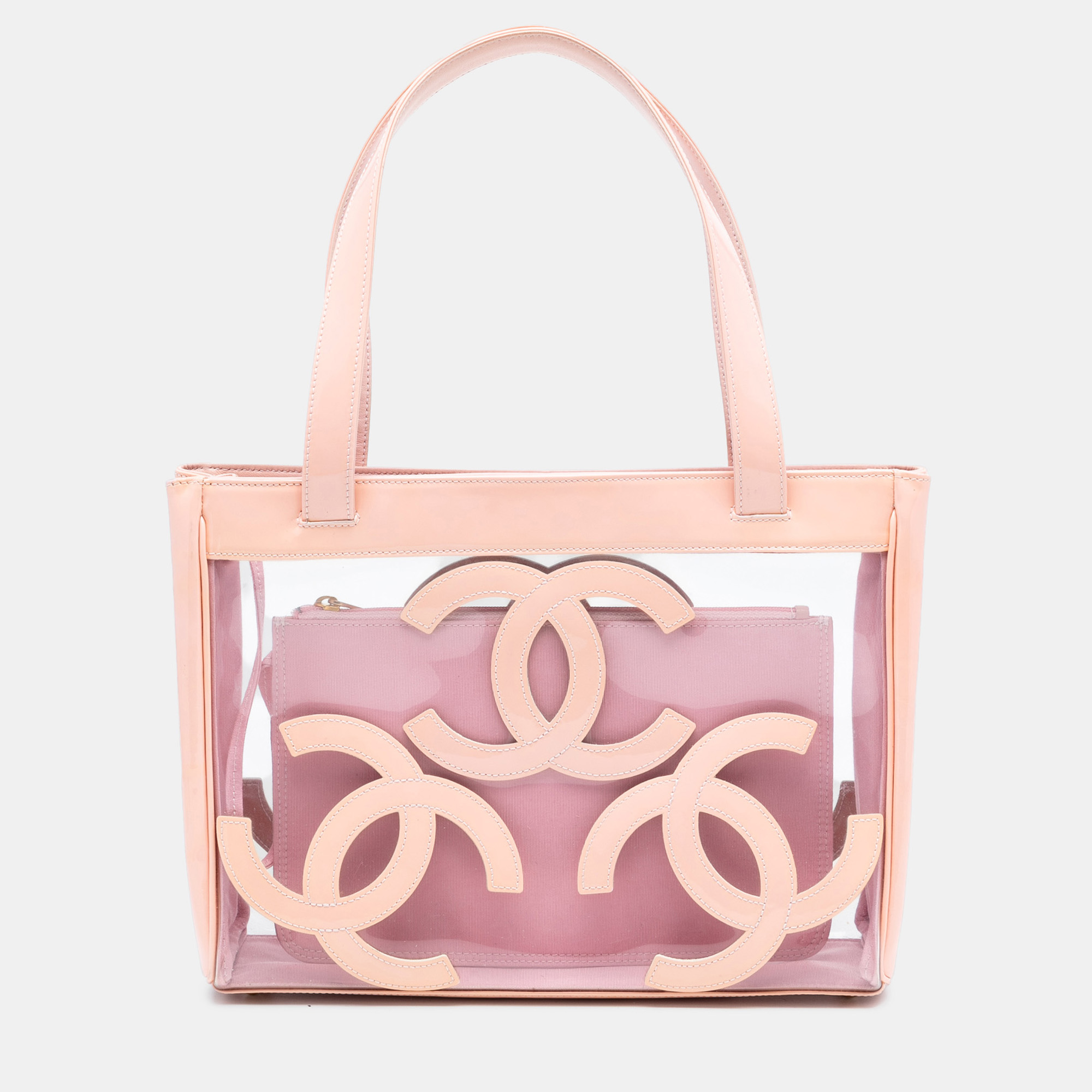 

Chanel Pink Triple CC Vinyl and Patent Tote