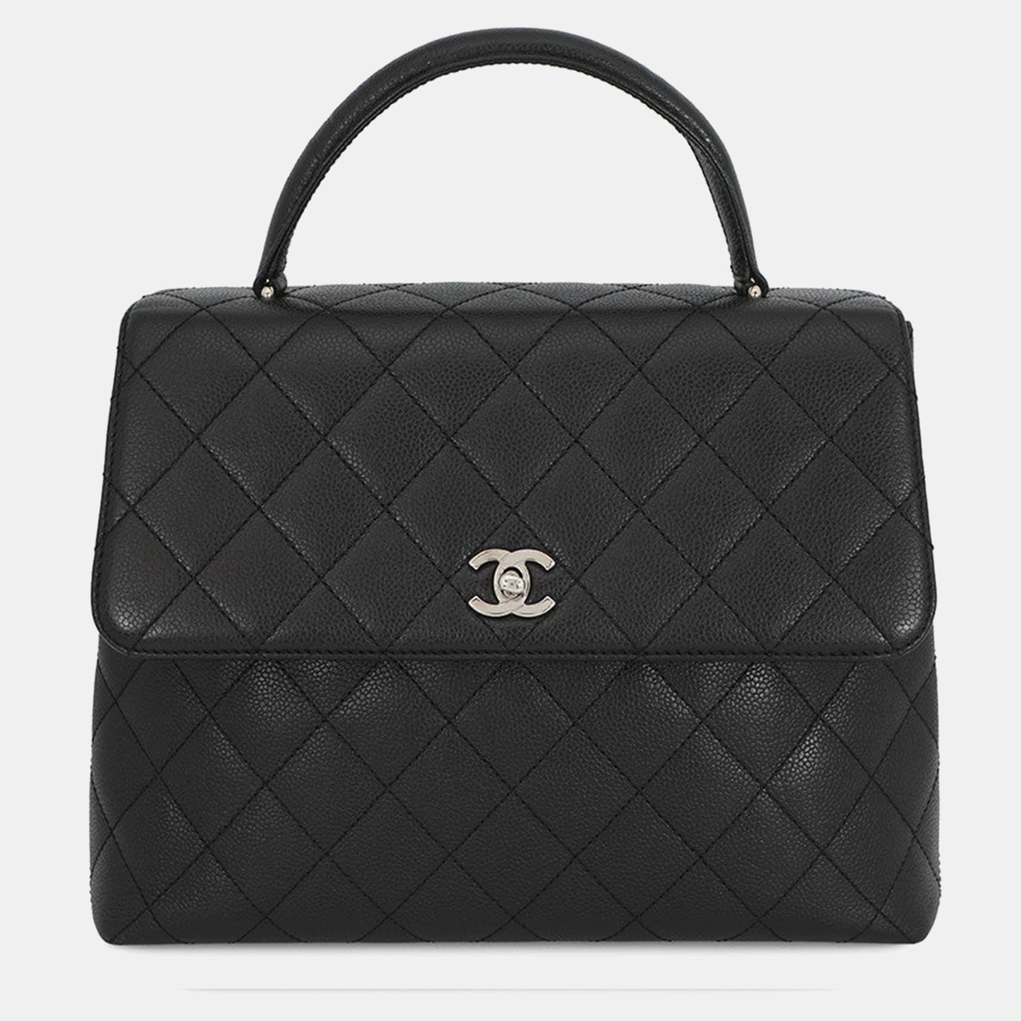 

Chanel Matelasse Black Caviar Leather Top Handle Bag