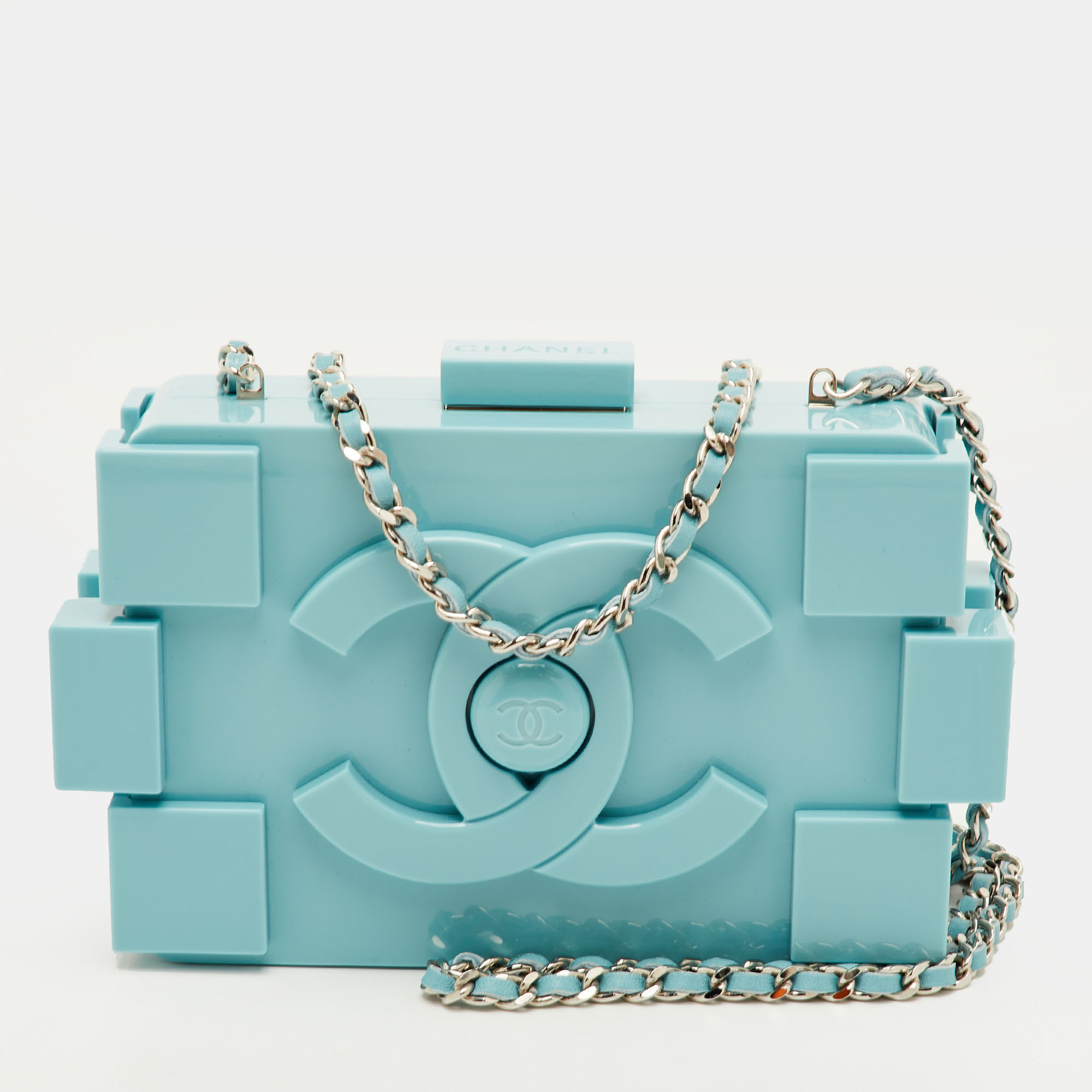 

Chanel Supermarket Boy Brick Lego Light Blue Plexiglass Minaudière Clutch