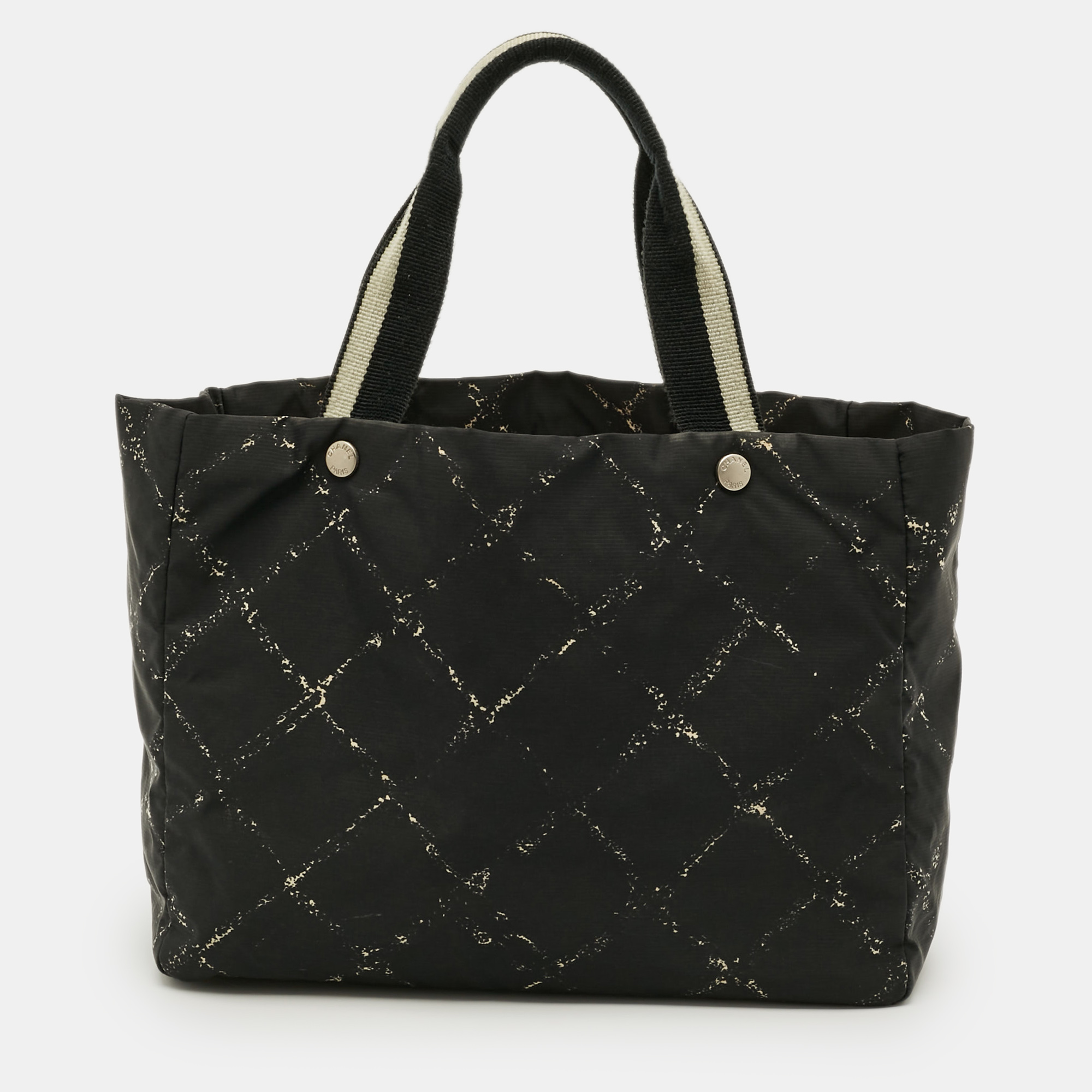 

Chanel Travel Line Black Quilted Print Nylon Tote
