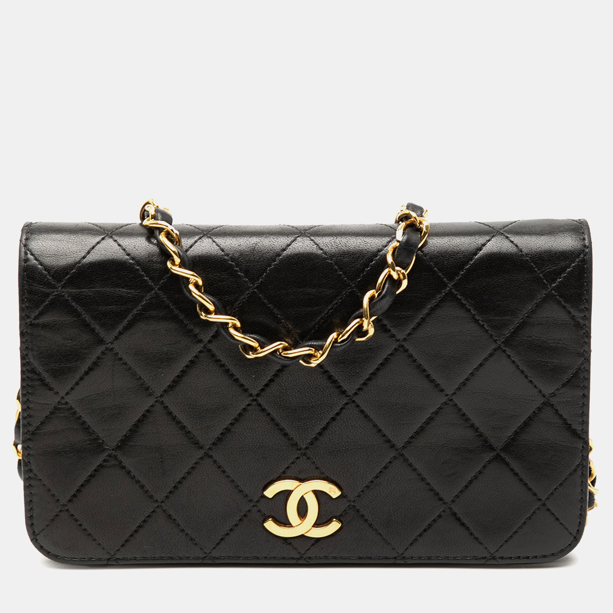 

Chanel Black CC Quilted Lambskin Full Single Flap