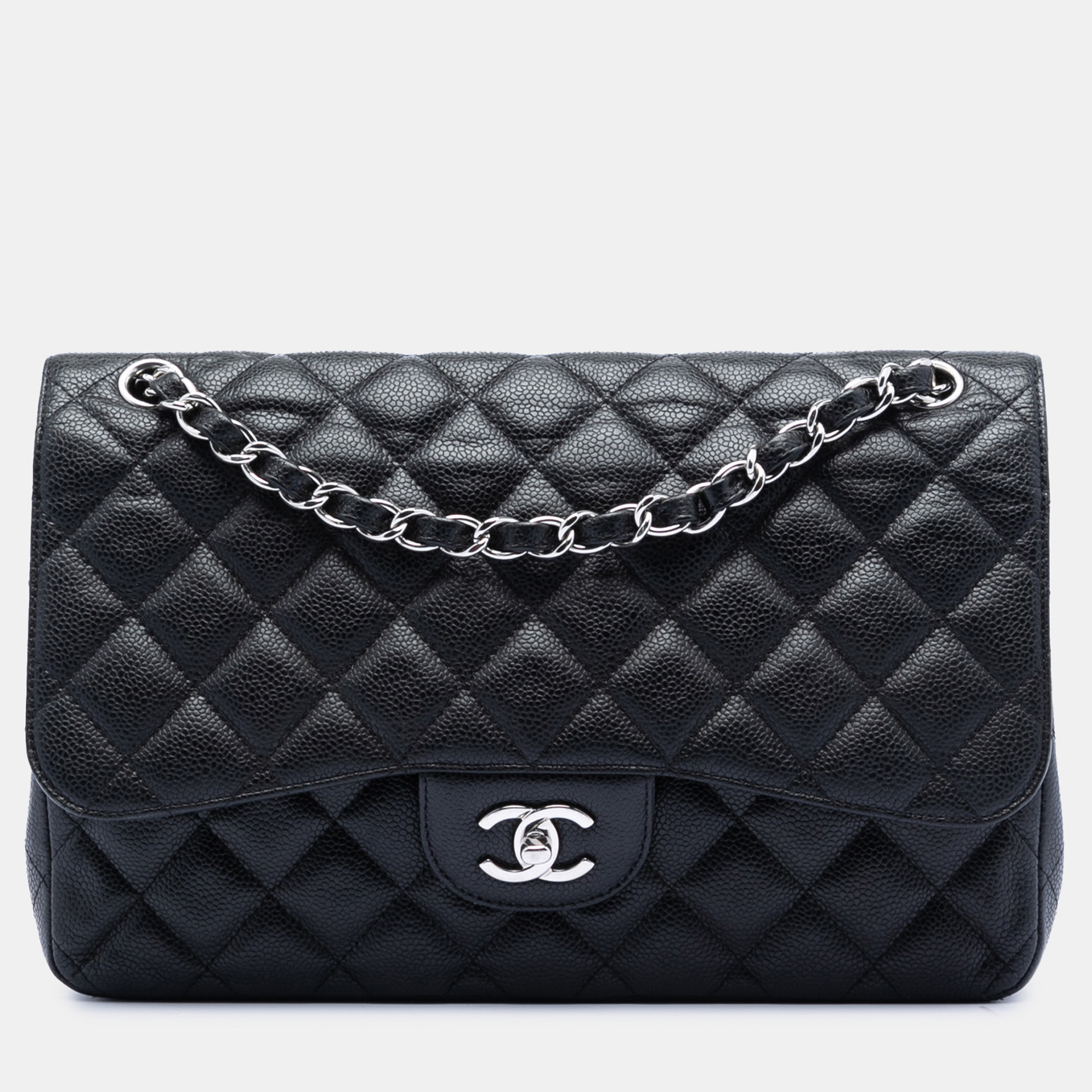 

Chanel Black Jumbo Classic Caviar Double Flap