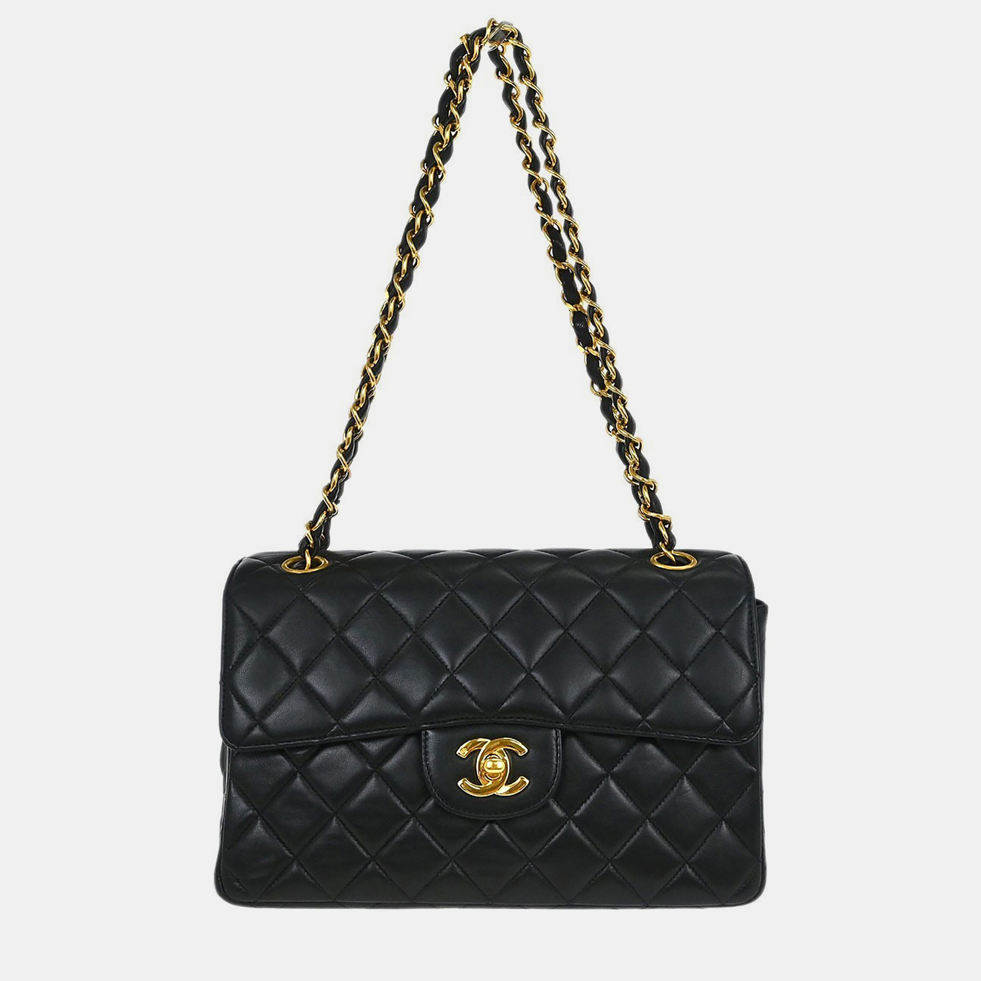 

Chanel Double Sided Flap Black Lambskin Leather Shoulder Bag