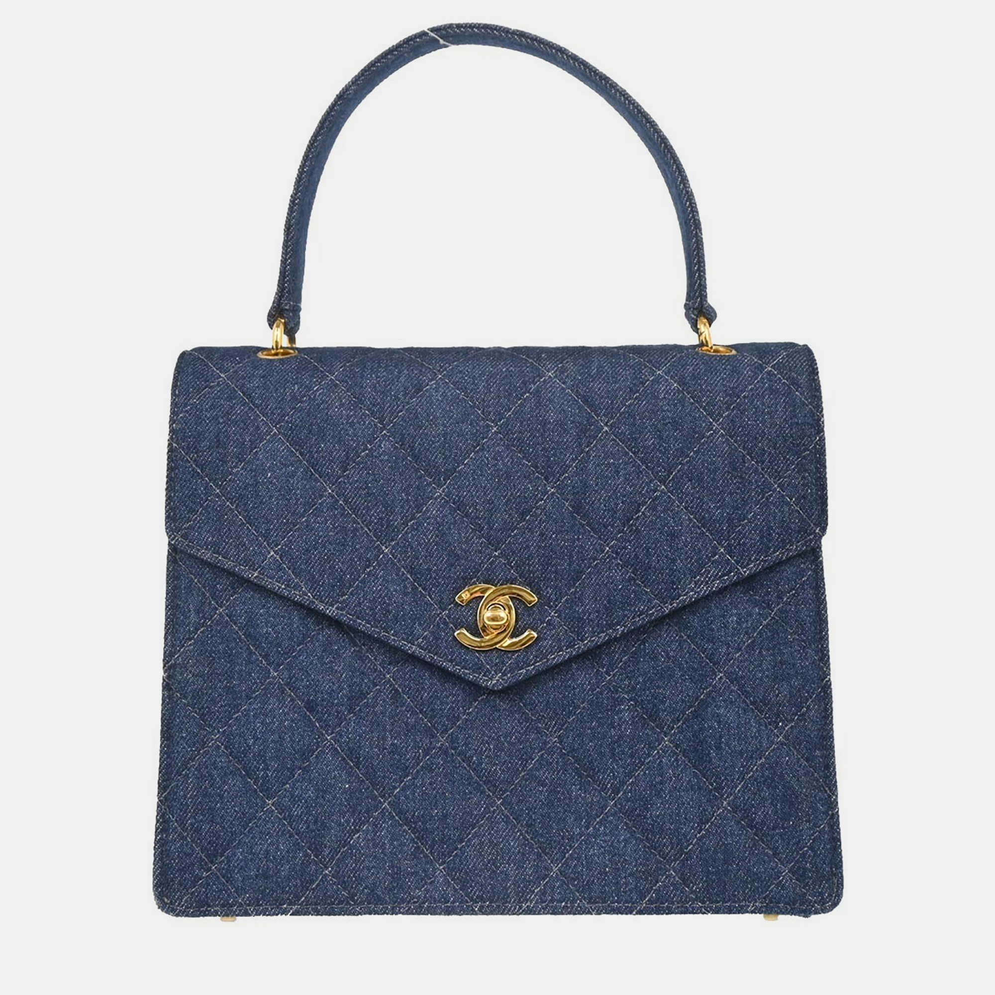 

Chanel Blue Denim Top Handle Handbag