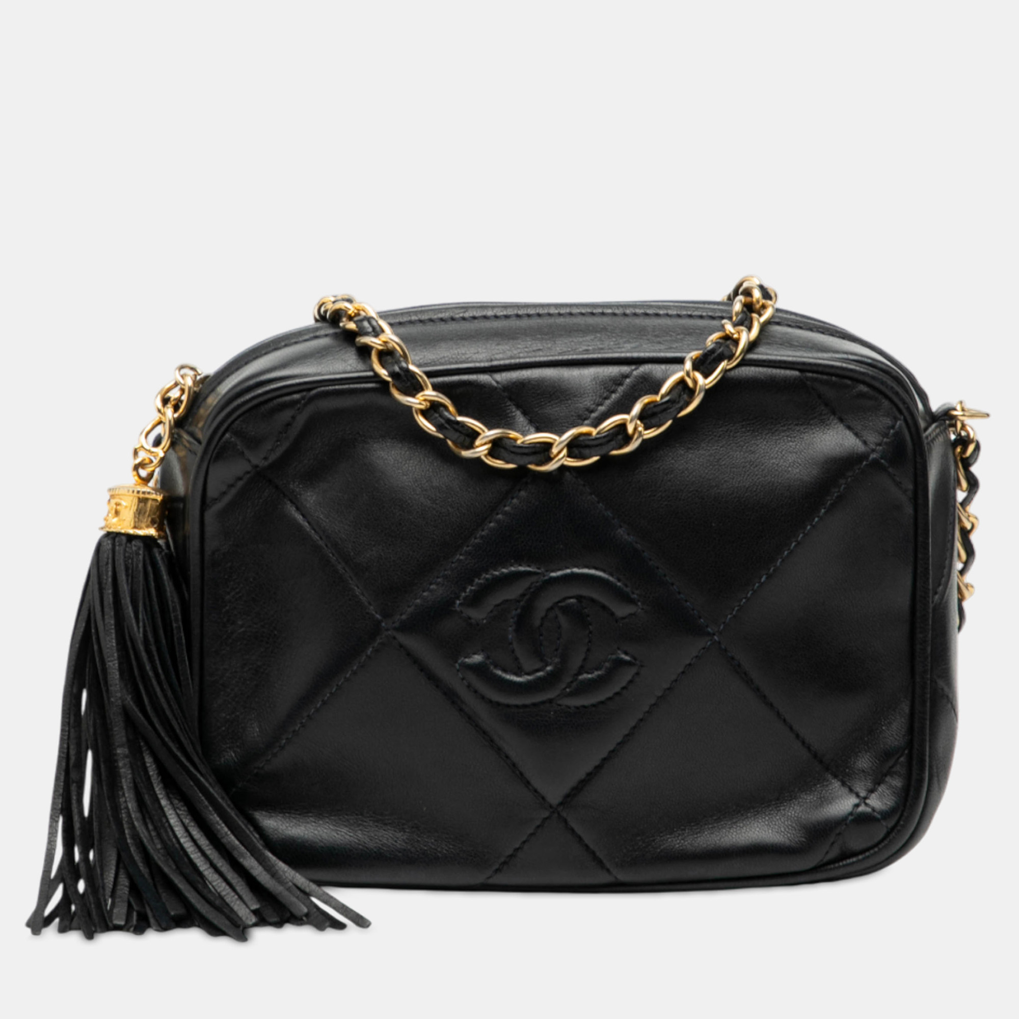 

Chanel Black CC Quilted Lambskin Tassel Camera Bag