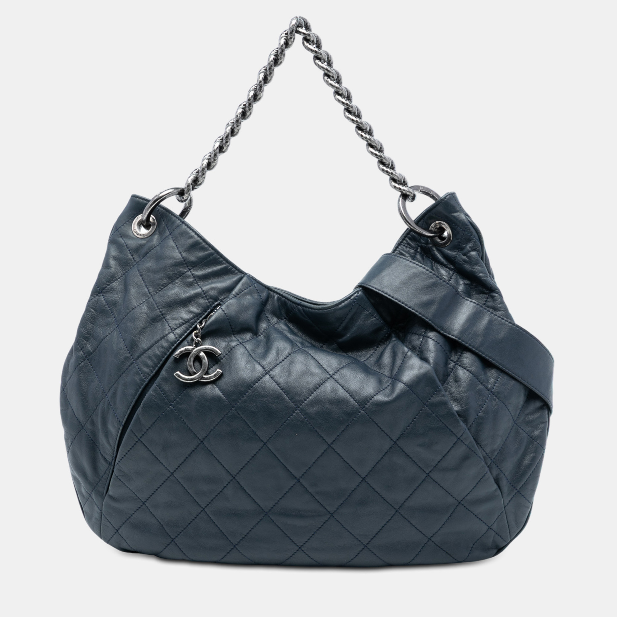 

Chanel Blue Quilted Calfskin Coco Pleats Hobo