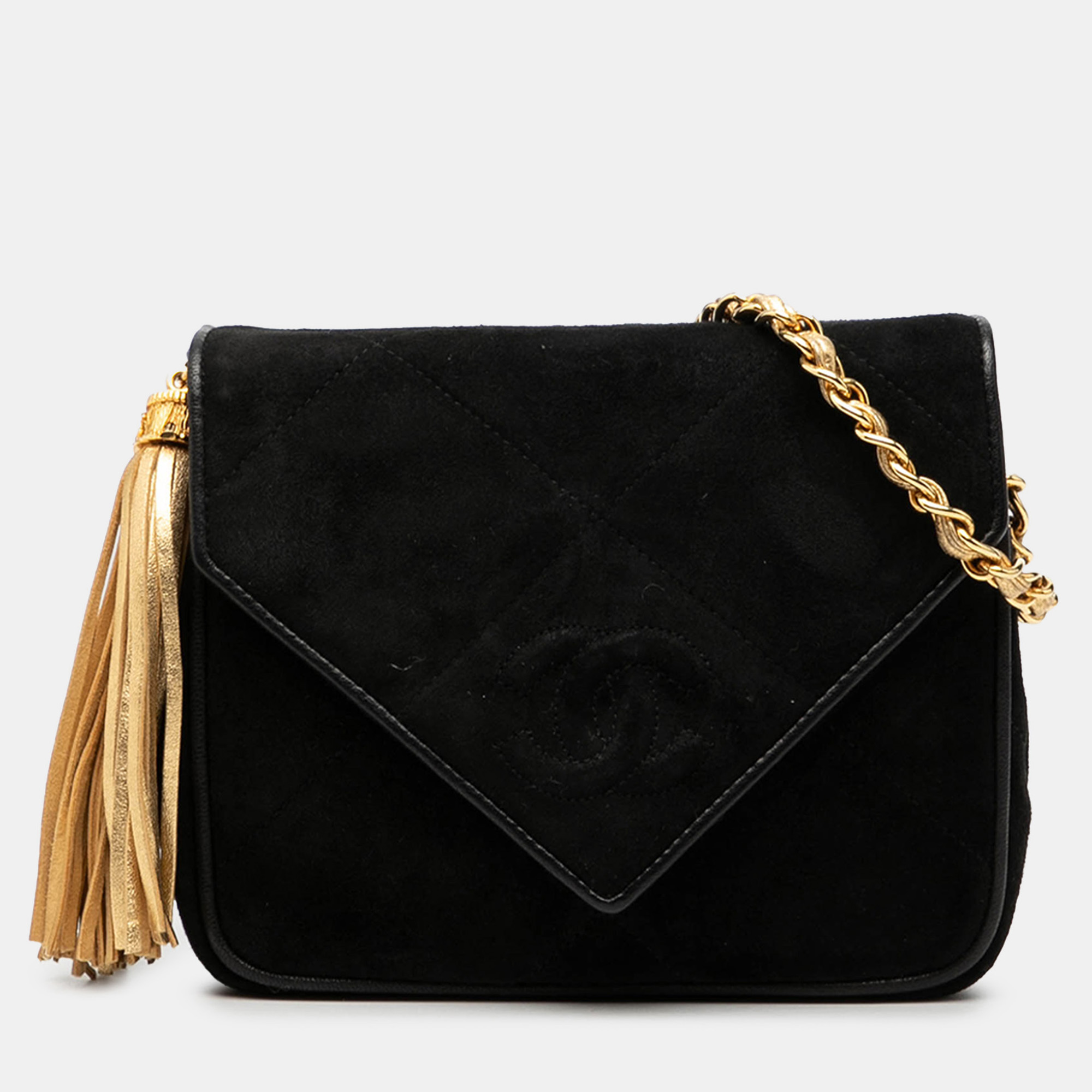

Chanel Black CC Suede Tassel Crossbody