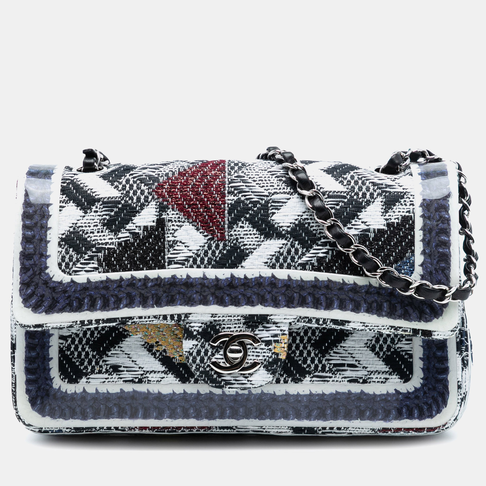 

Chanel Blue Medium Classic Tweed and Silicone Double Flap