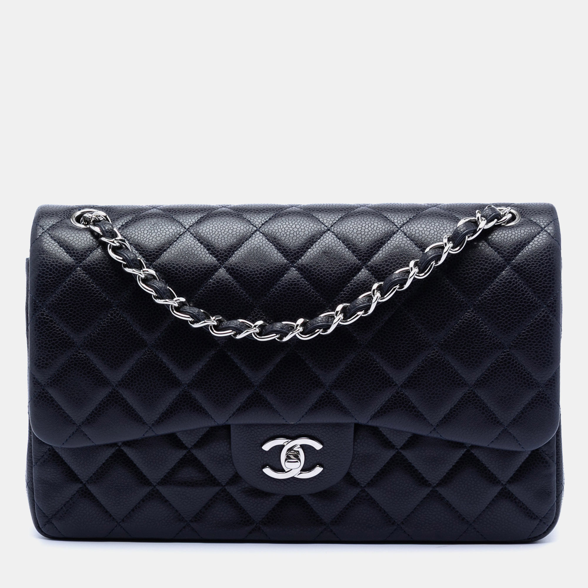 

Chanel Blue Jumbo Classic Caviar Double Flap