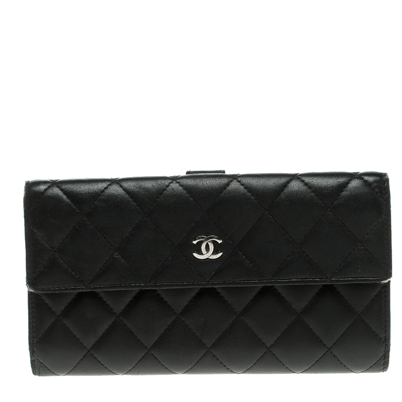 Chanel Black Quilted Leather CC Flap Continental Wallet