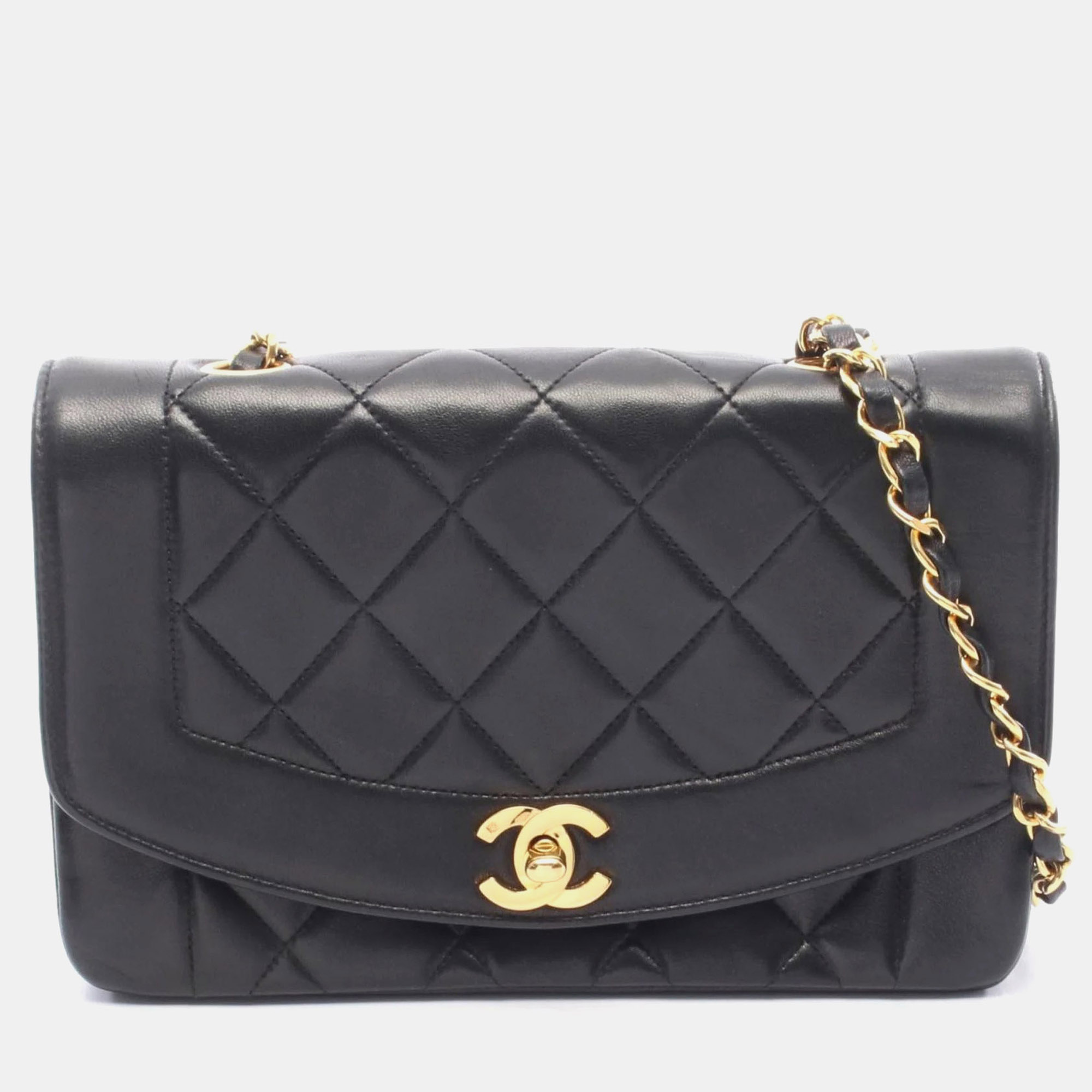

Chanel Matelasse Diana Flap Shoulder Bag In Lambskin Leather Black