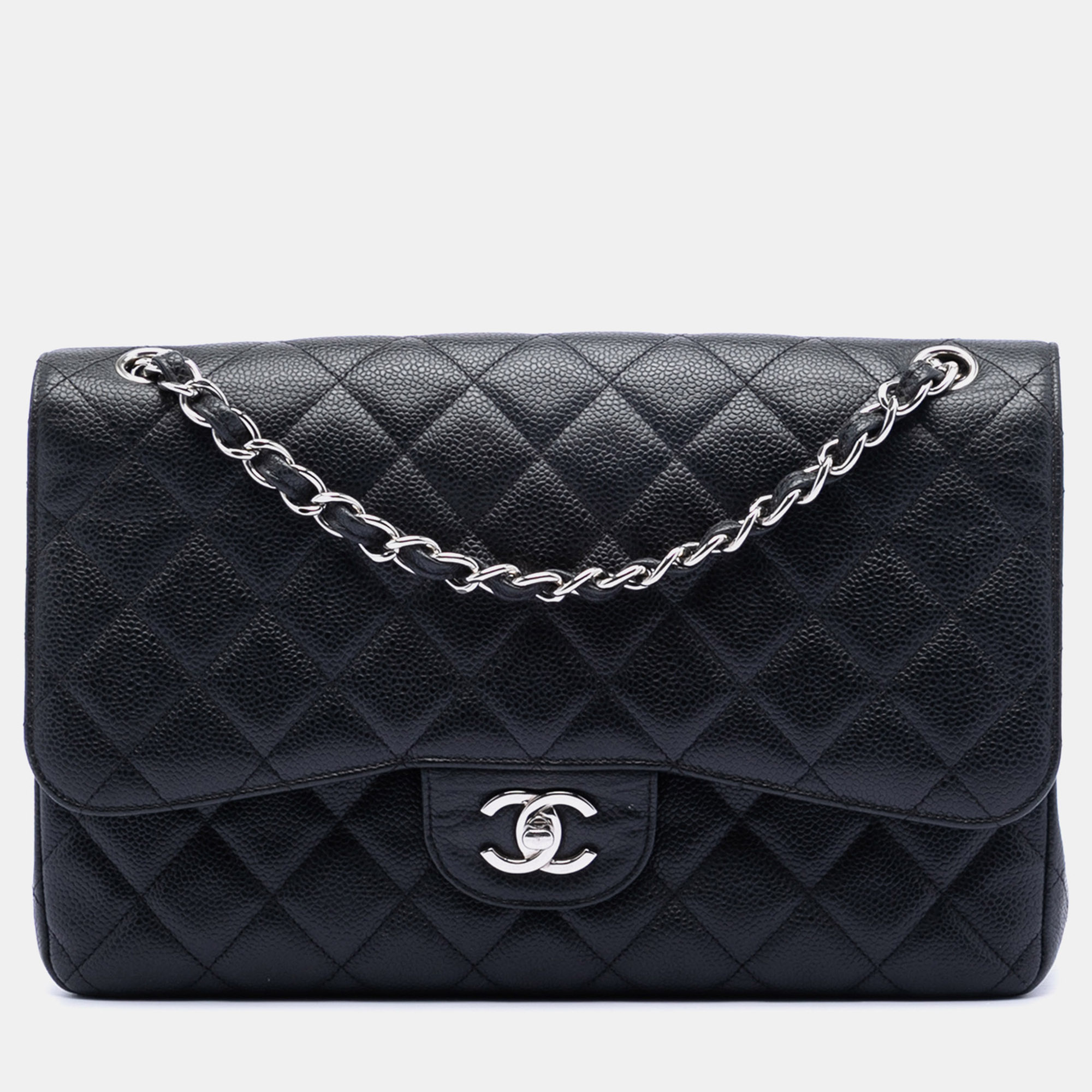 

Chanel Black Jumbo Classic Caviar Double Flap