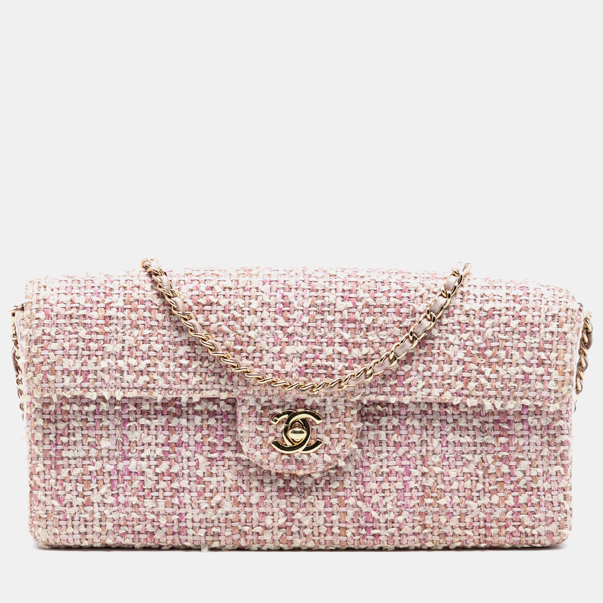 

Chanel Pink CC Tweed East West Flap