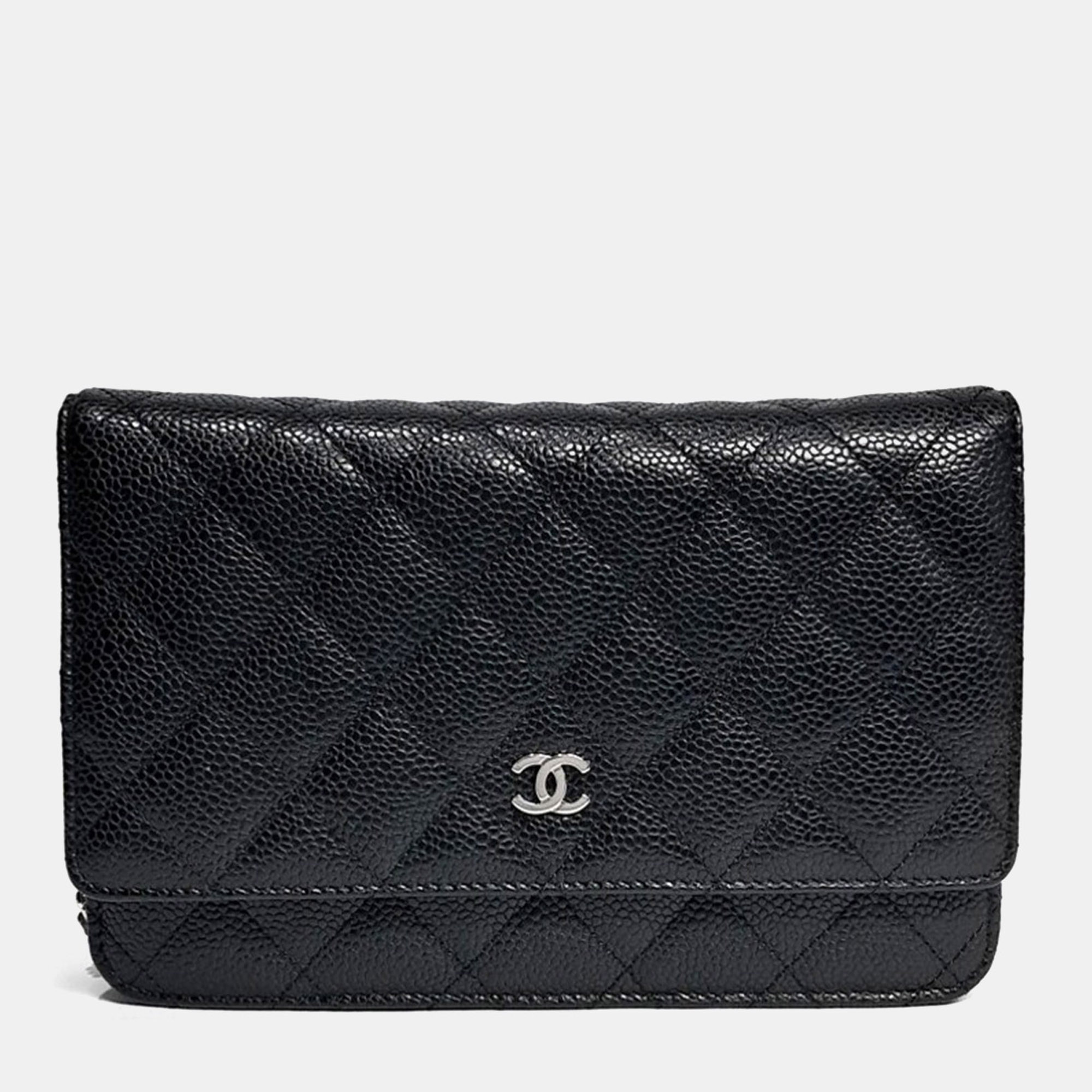 

Chanel Black Leather Caviar WOC Mini Crossbody Bag
