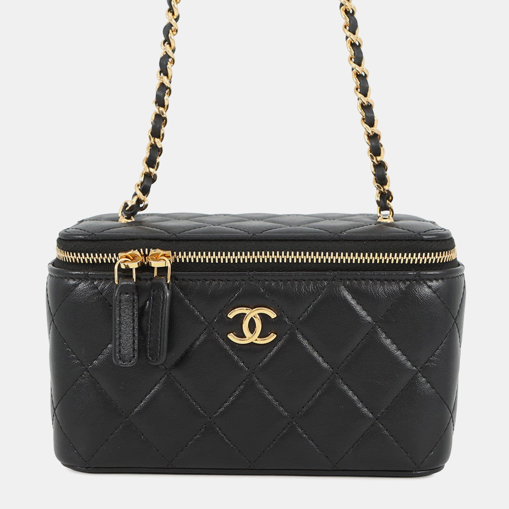 

Chanel Matelasse Heart Chain Vanity Bag Black Lambskin
