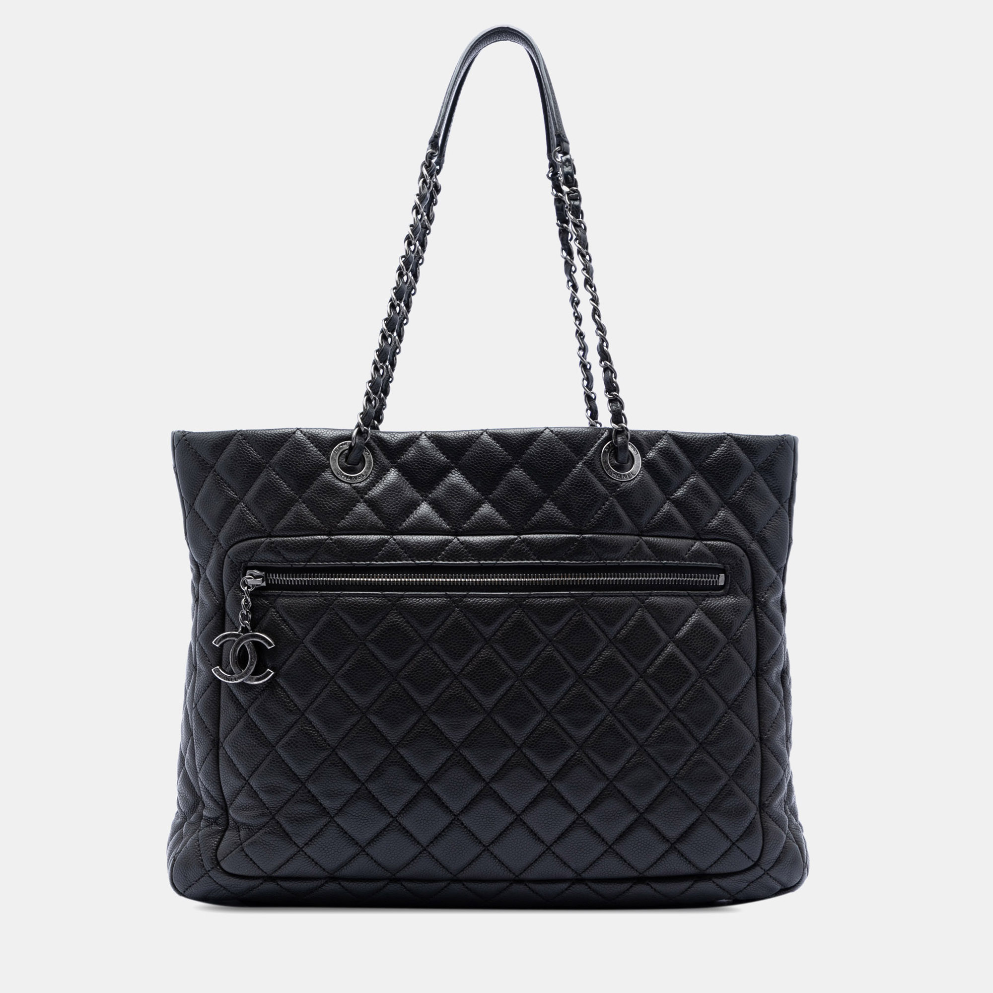 

Chanel Black CC Quilted Caviar Zip Pocket Tote