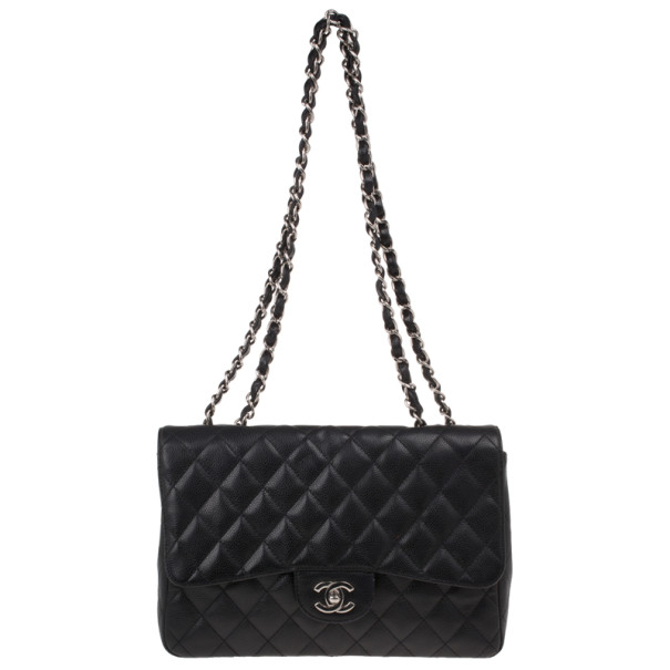 Chanel Black Caviar Leather Jumbo Flap Bag