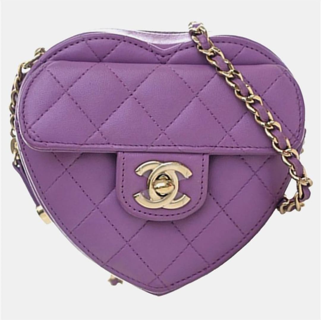 

Chanel Purple Mini Lambskin CC in Love Heart Crossbody