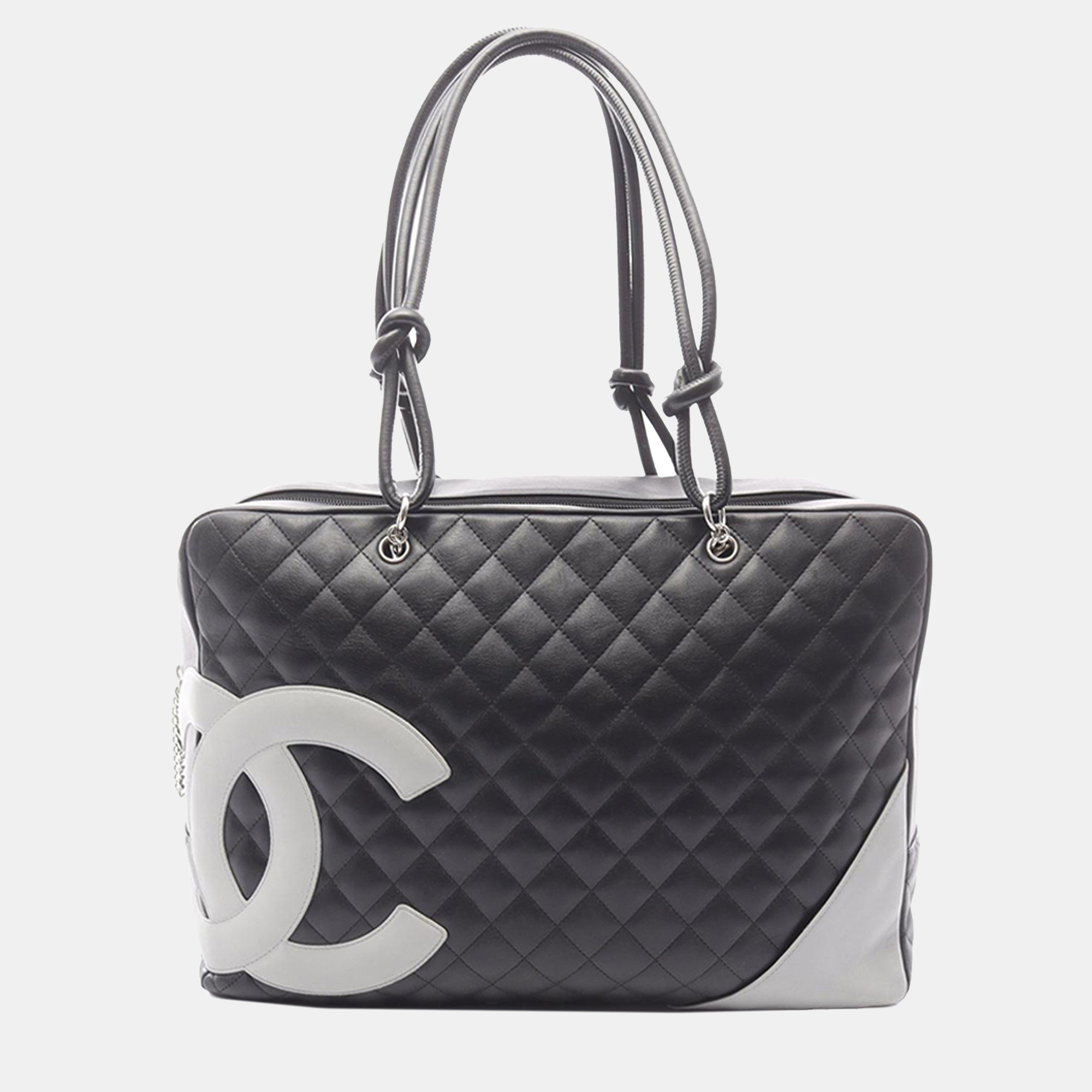 

Chanel Black Large Quilted Calfskin Cambon Ligne Bowling Bag