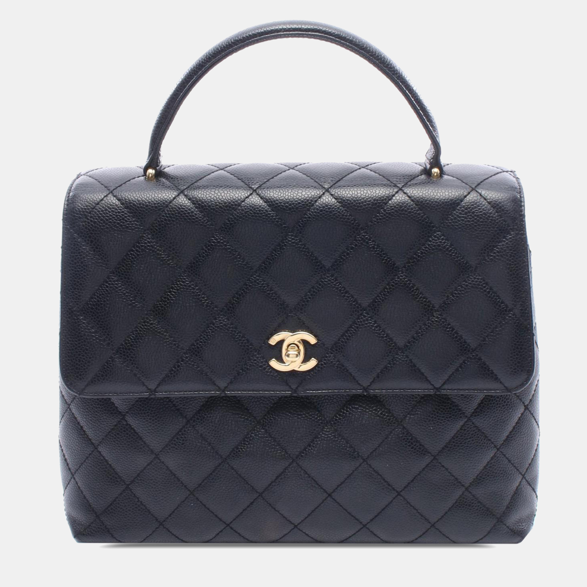 

Chanel Black CC Quilted Caviar Kelly Top Handle Bag