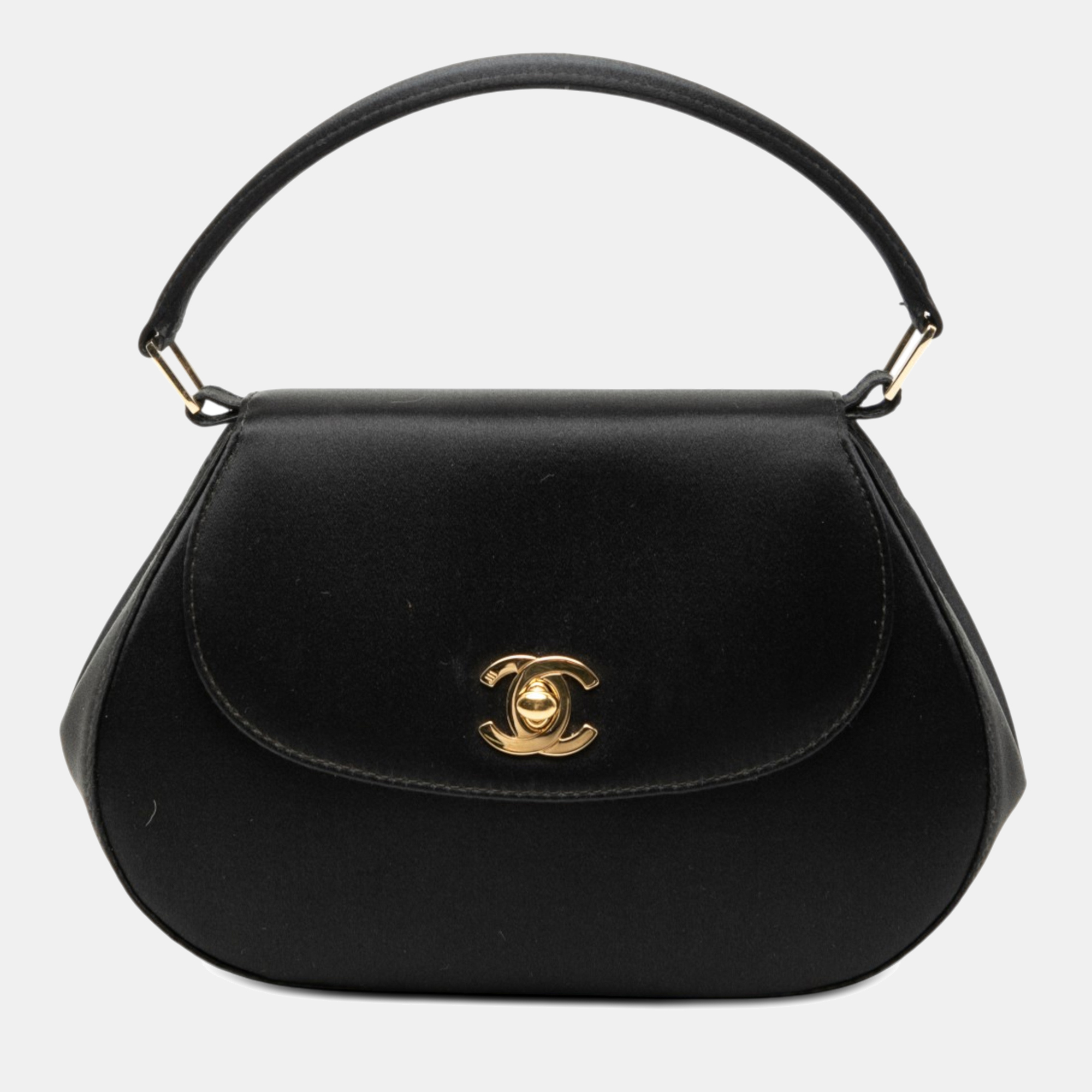 

Chanel Blue CC Satin Top Handle Flap