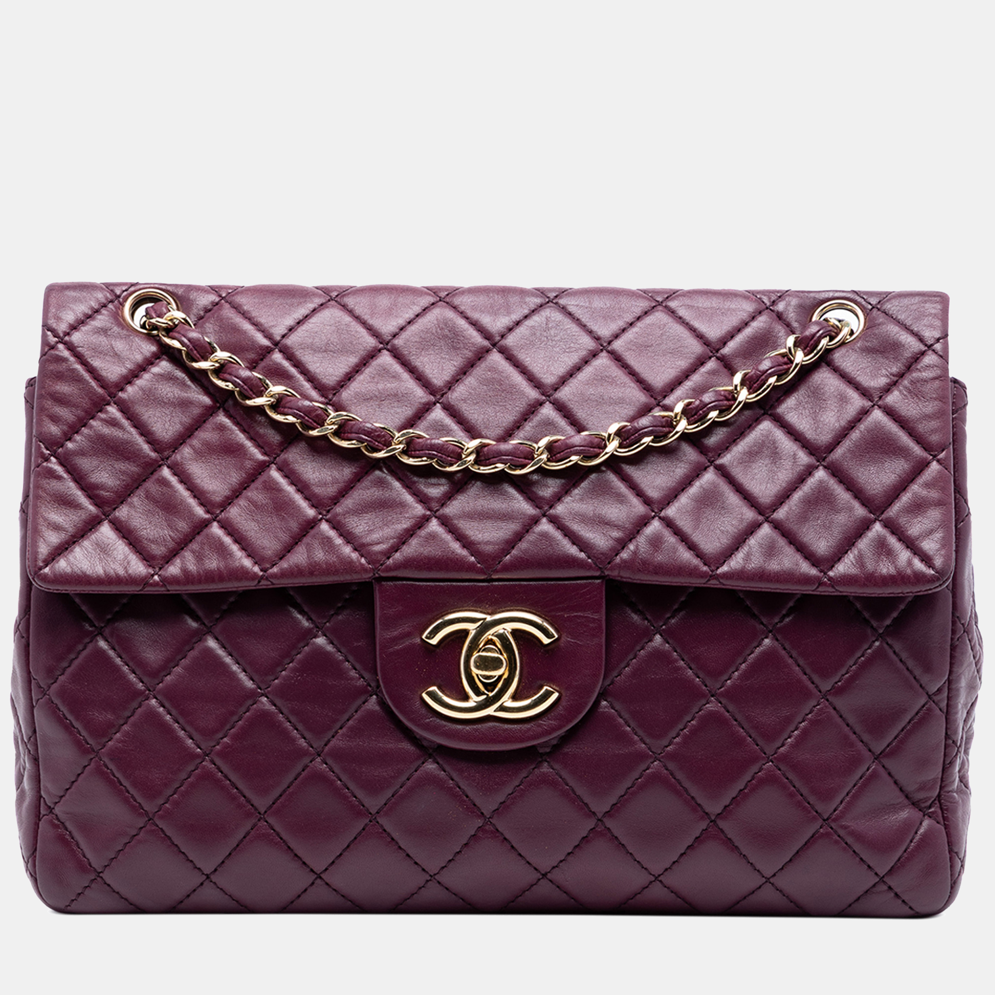 

Chanel Purple Maxi  Classic Lambskin Single Flap