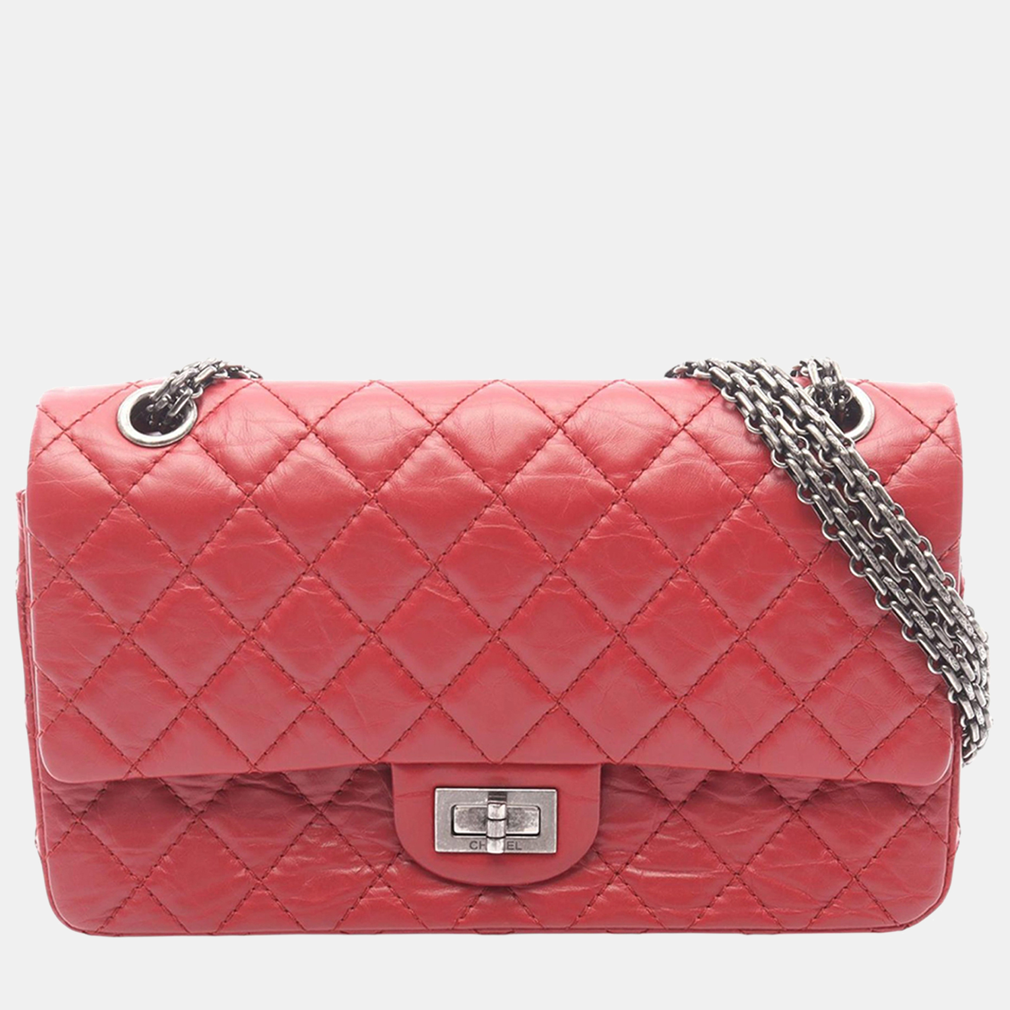 

Chanel Red Quilted Aged Calfskin Reissue 2.55 Double Flap 225