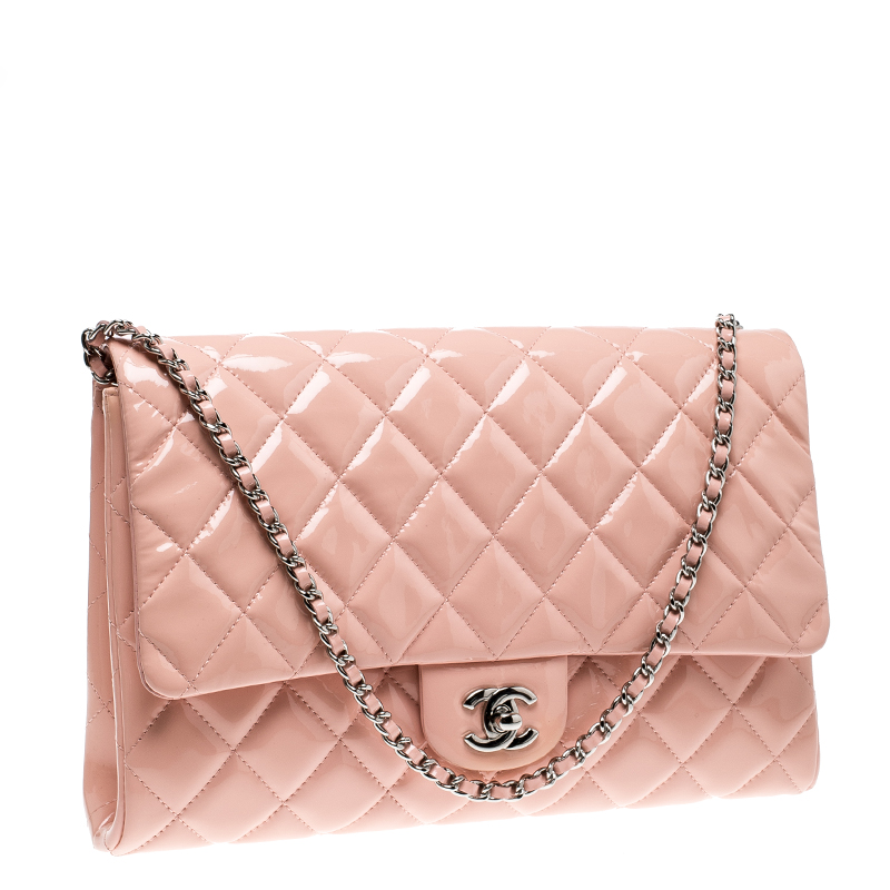 Chanel Blush Pink Patent Leather Chain Clutch Chanel TLC