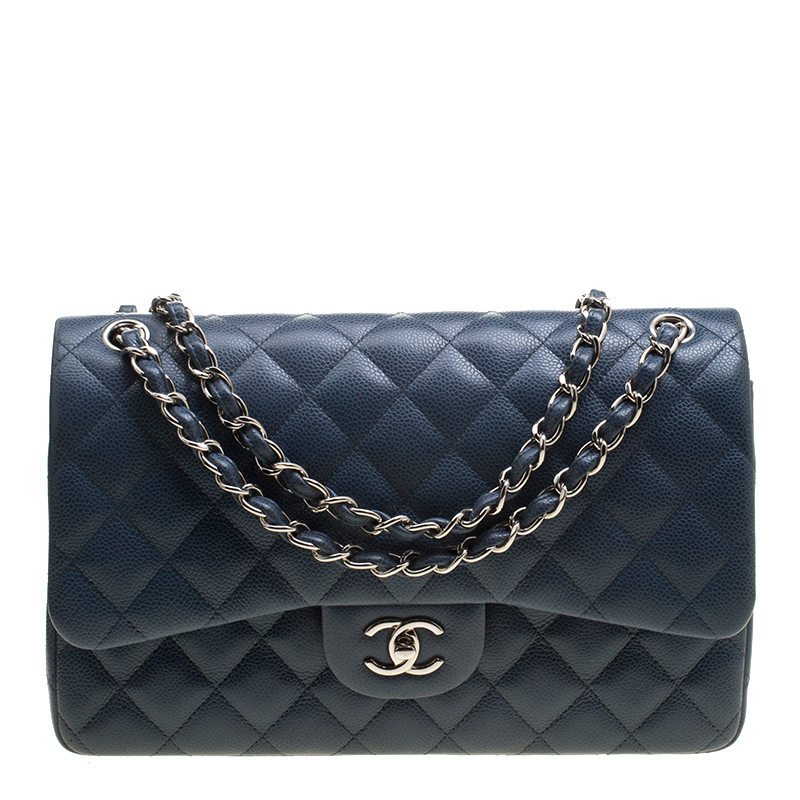 Chanel Blue Quilted Leather Jumbo Classic Double Flap Bag Chanel | The ...